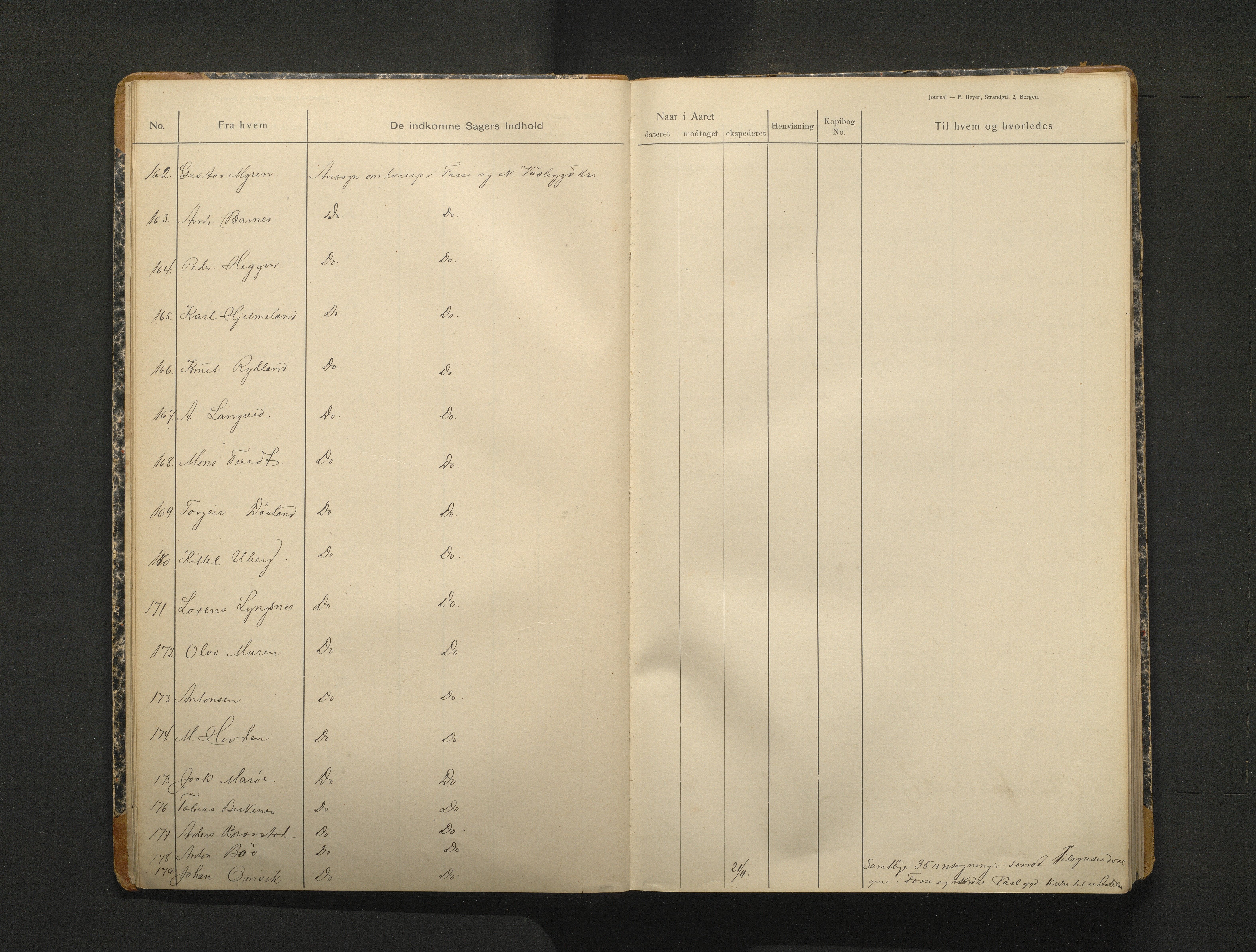 Alversund kommune. Skulestyret, IKAH/1257-211/C/Ca/L0002: Brevjournal for Alversund skulestyre, 1907-1913