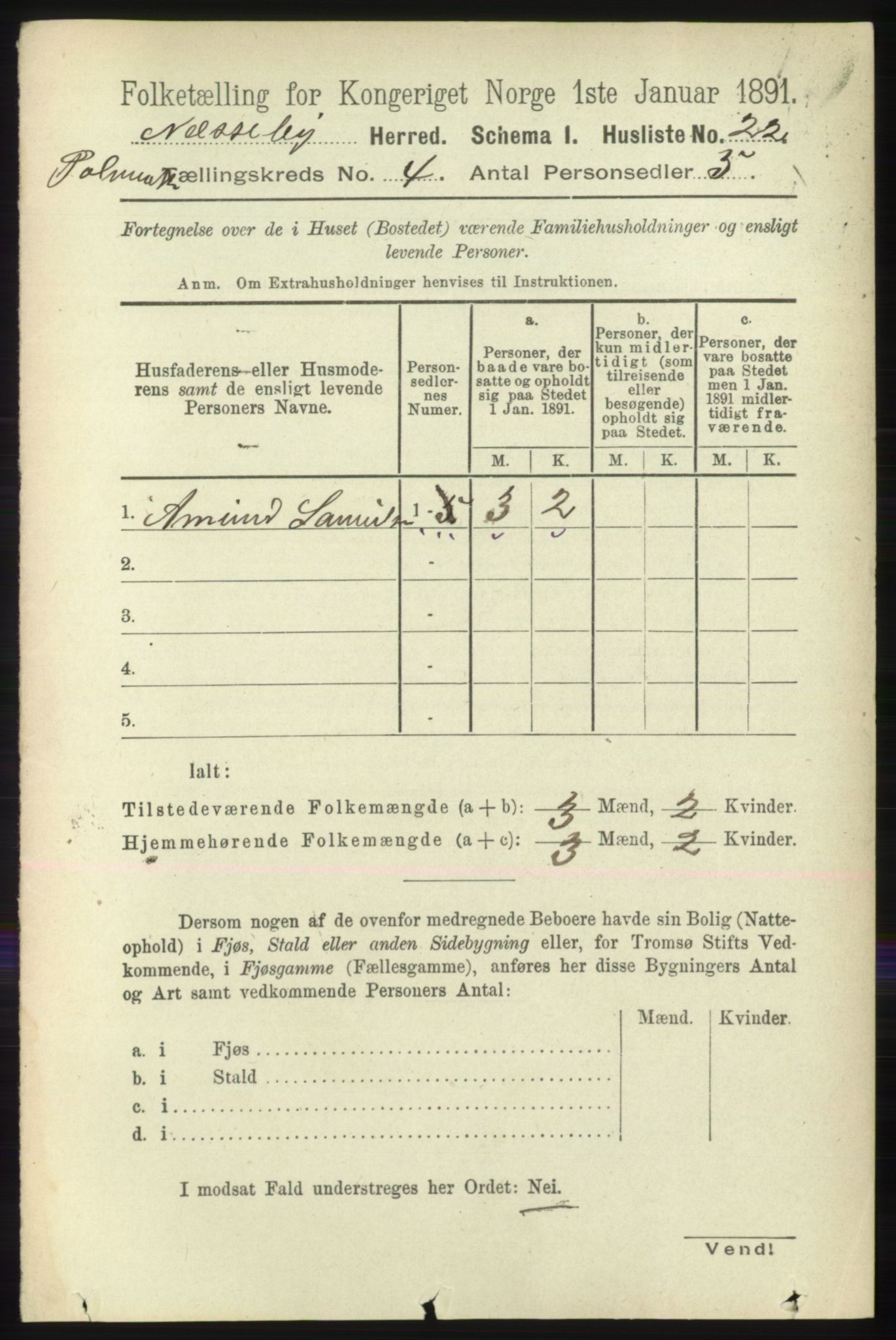 RA, 1891 census for 2027 Nesseby, 1891, p. 1229