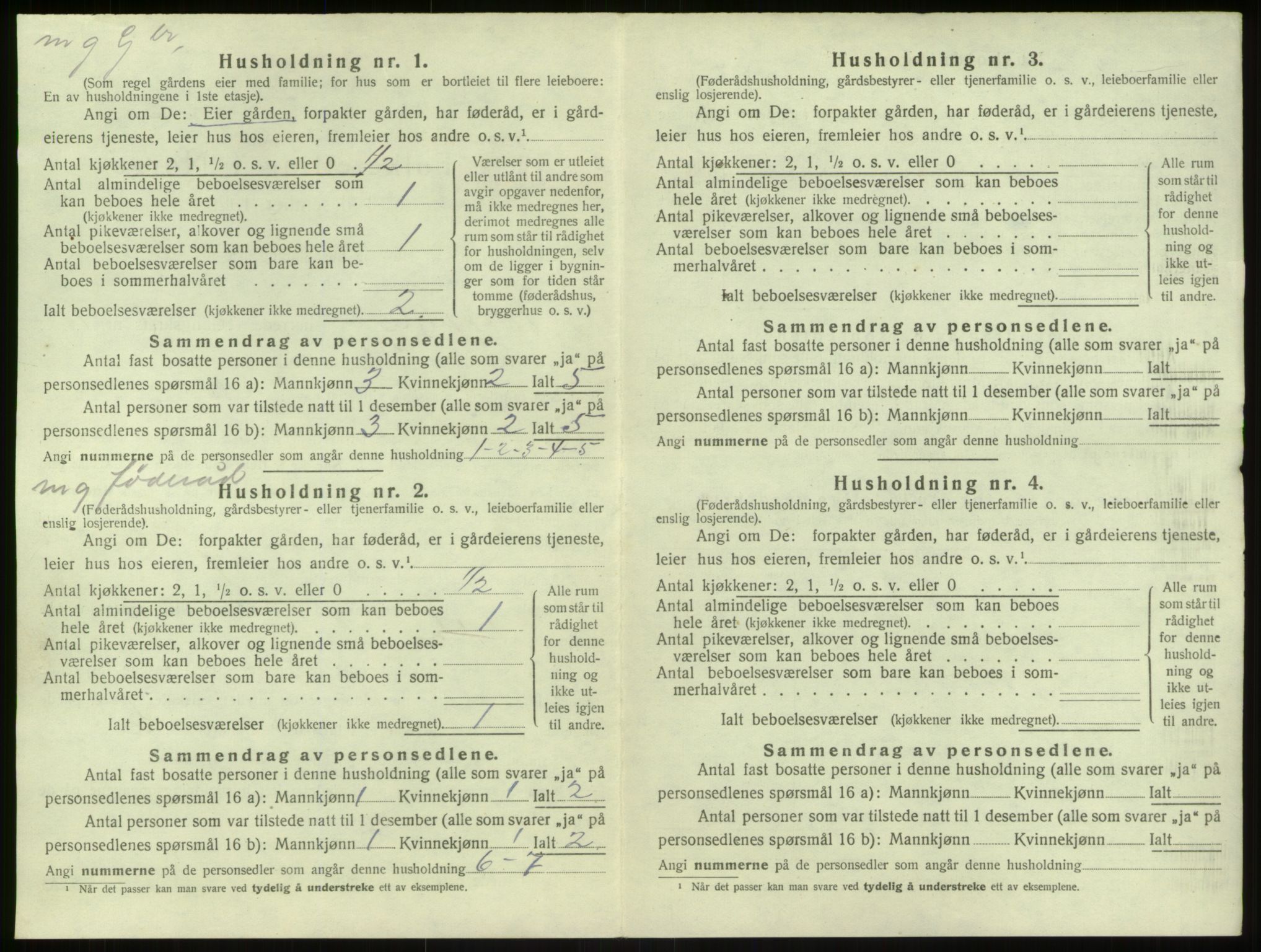 SAB, 1920 census for Modalen, 1920, p. 42