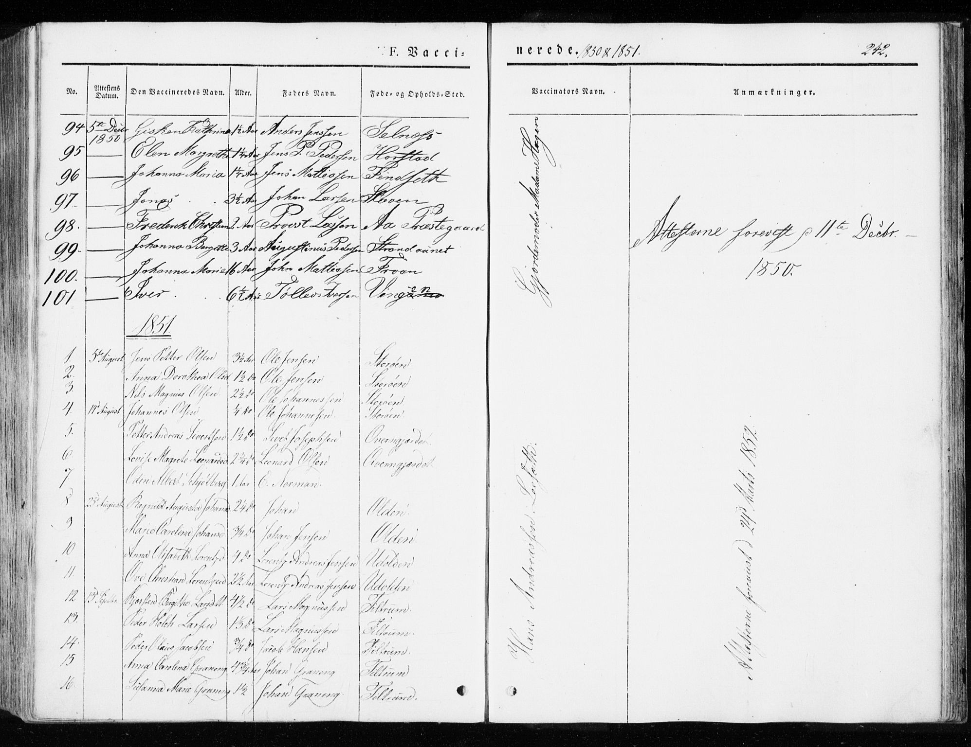 Ministerialprotokoller, klokkerbøker og fødselsregistre - Sør-Trøndelag, SAT/A-1456/655/L0677: Parish register (official) no. 655A06, 1847-1860, p. 242