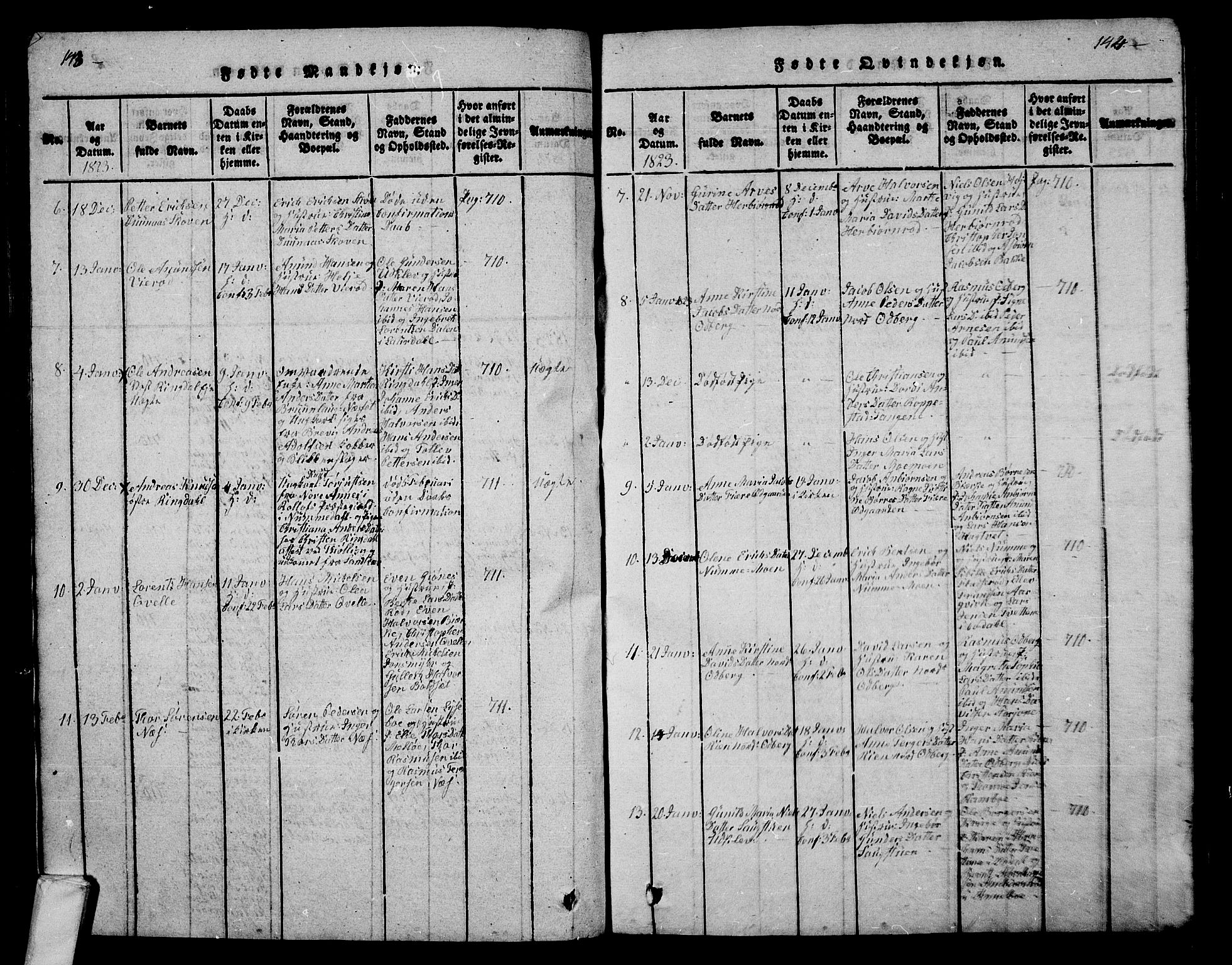 Hedrum kirkebøker, SAKO/A-344/G/Ga/L0003: Parish register (copy) no. I 3, 1817-1835, p. 143-144