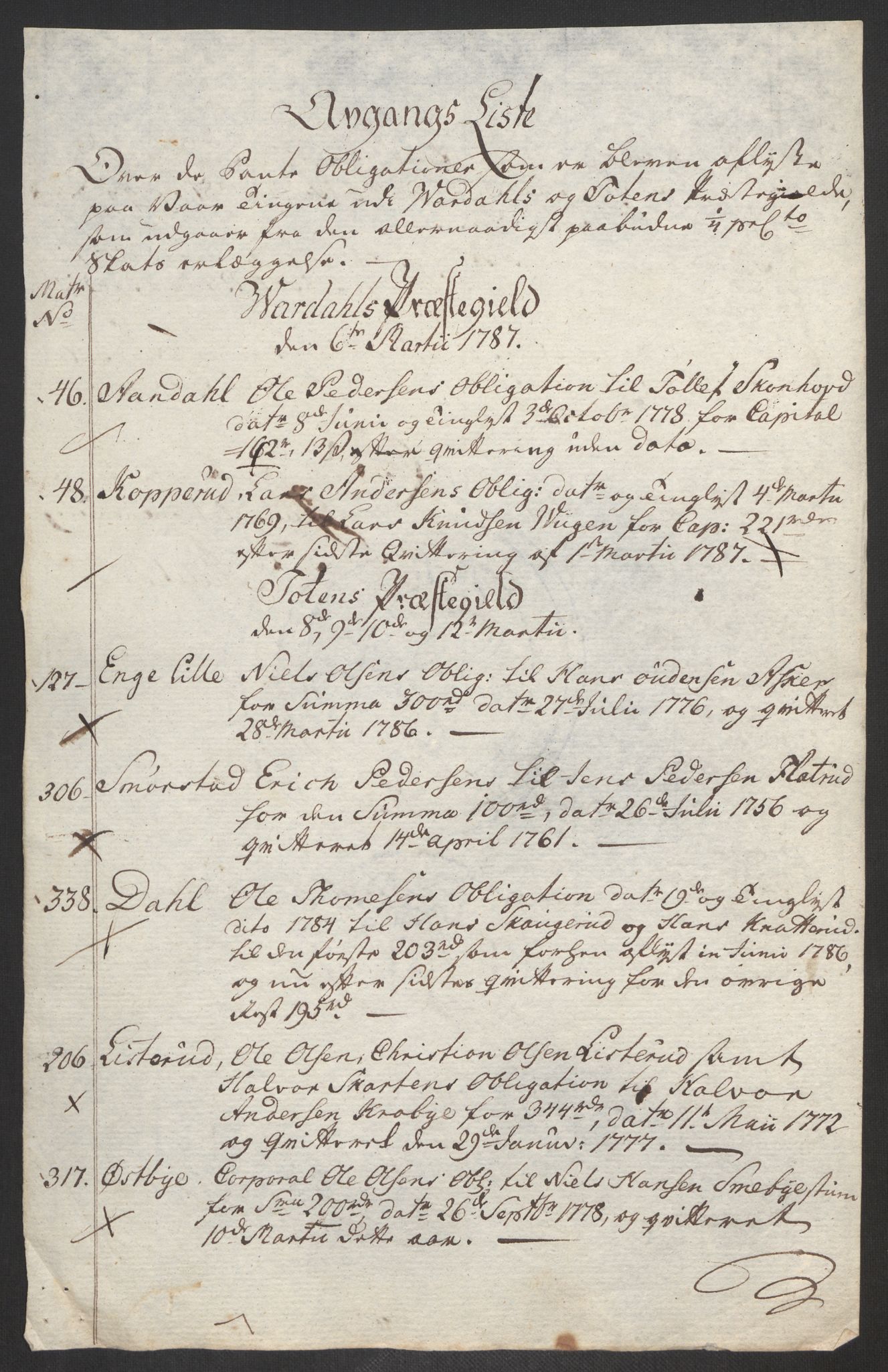 Rentekammeret inntil 1814, Reviderte regnskaper, Fogderegnskap, AV/RA-EA-4092/R19/L1374: Fogderegnskap Toten, Hadeland og Vardal, 1787, p. 346