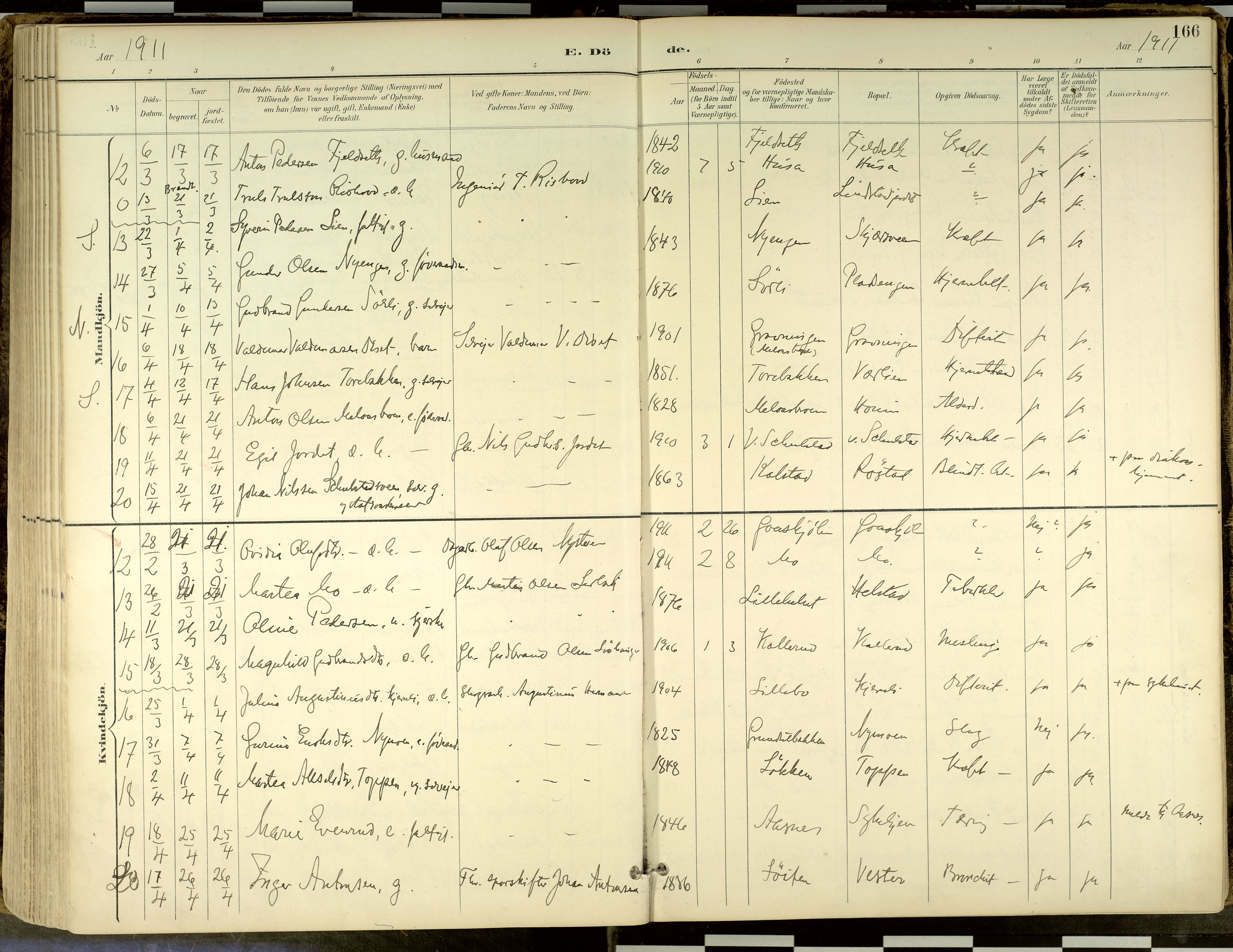 Elverum prestekontor, SAH/PREST-044/H/Ha/Haa/L0018: Parish register (official) no. 18, 1894-1914, p. 166