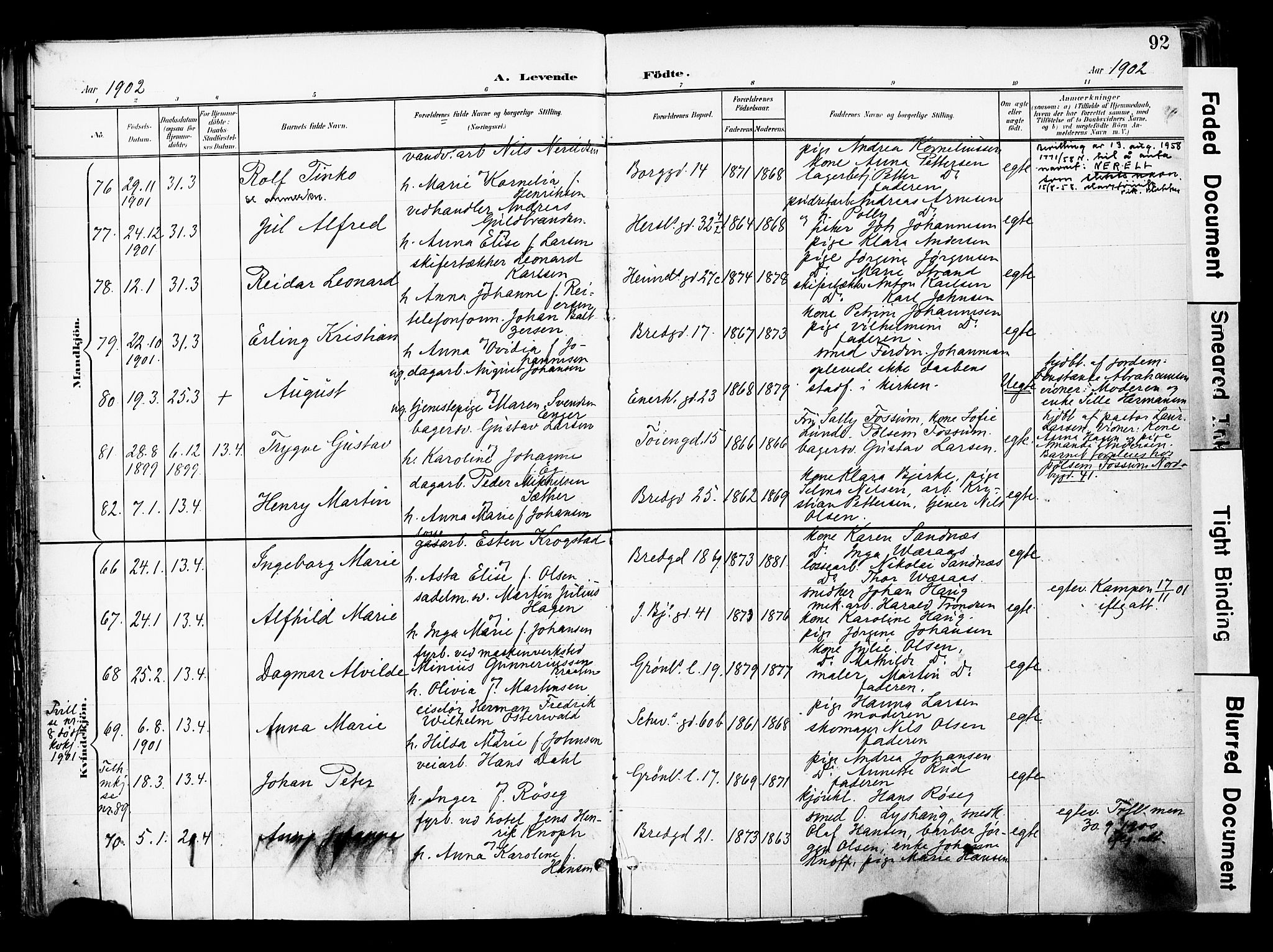 Grønland prestekontor Kirkebøker, SAO/A-10848/F/Fa/L0014: Parish register (official) no. 14, 1900-1911, p. 92