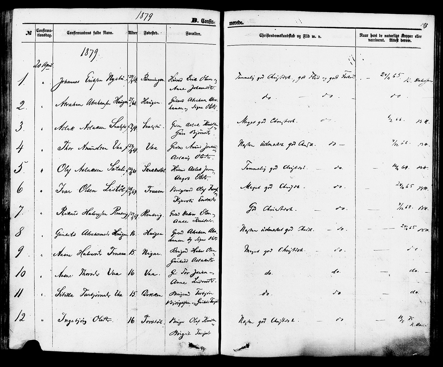 Rauland kirkebøker, SAKO/A-292/F/Fa/L0003: Parish register (official) no. 3, 1859-1886, p. 193