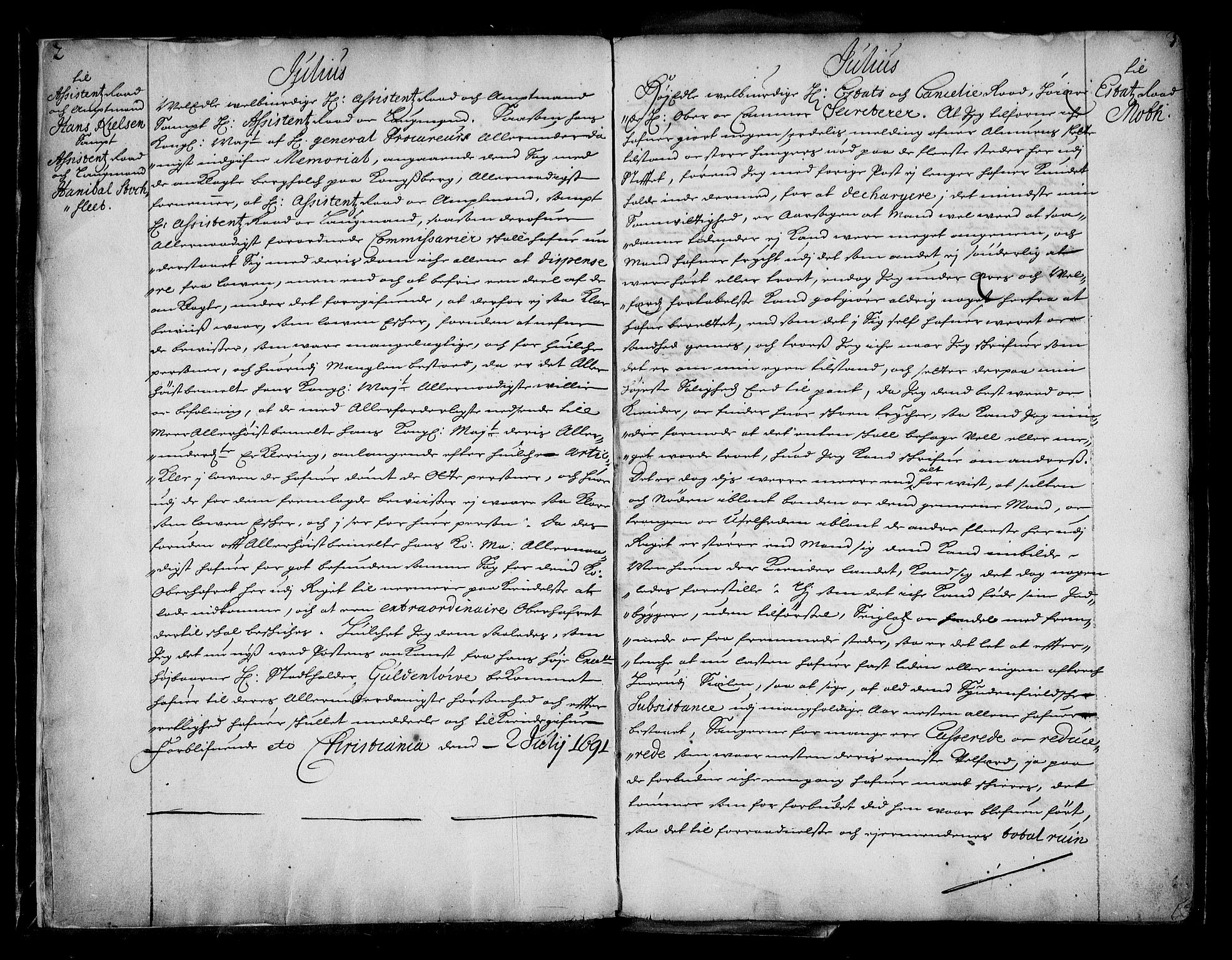 Stattholderembetet 1572-1771, AV/RA-EA-2870/Bc/L0004: Visestattholder Just Høeghs kopibok, 1691, p. 2-3