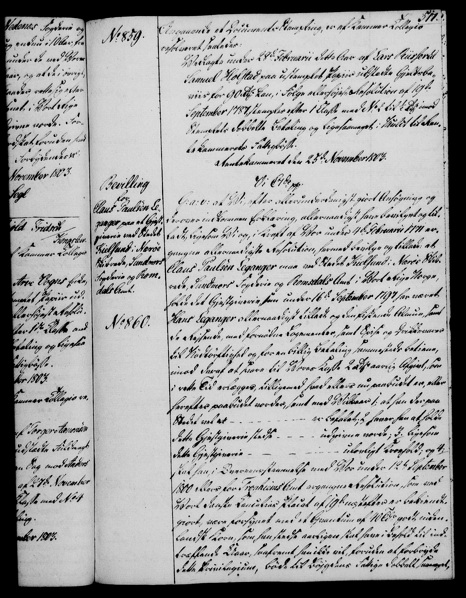 Rentekammeret, Kammerkanselliet, AV/RA-EA-3111/G/Gg/Gga/L0017: Norsk ekspedisjonsprotokoll med register (merket RK 53.17), 1801-1803, p. 517