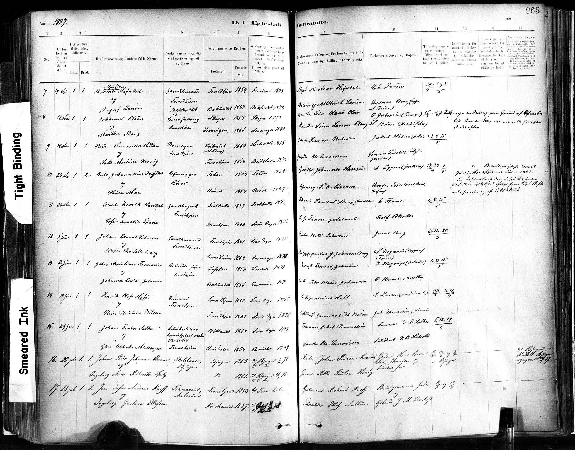 Ministerialprotokoller, klokkerbøker og fødselsregistre - Sør-Trøndelag, AV/SAT-A-1456/602/L0119: Parish register (official) no. 602A17, 1880-1901, p. 265