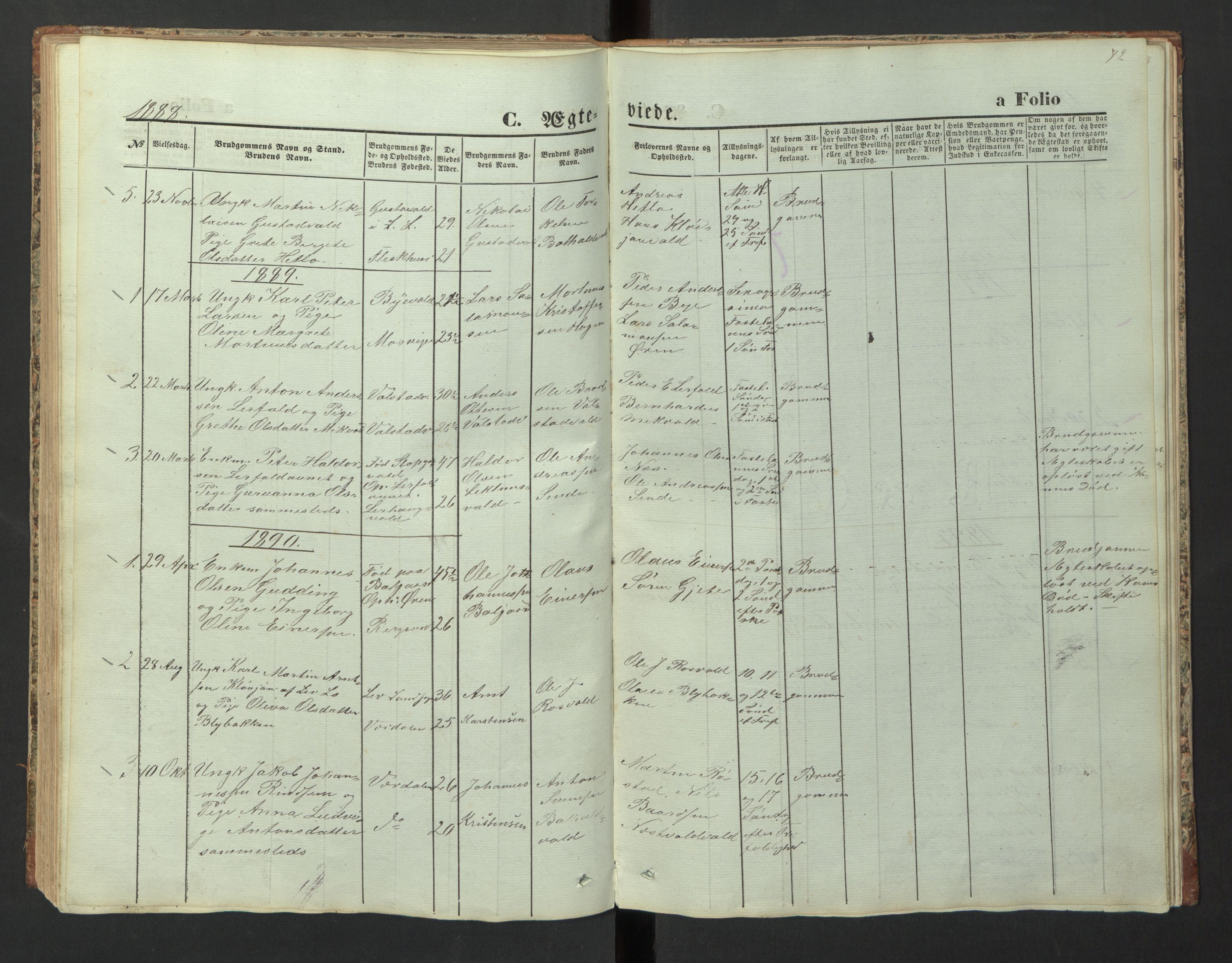 Ministerialprotokoller, klokkerbøker og fødselsregistre - Nord-Trøndelag, SAT/A-1458/726/L0271: Parish register (copy) no. 726C02, 1869-1897, p. 72
