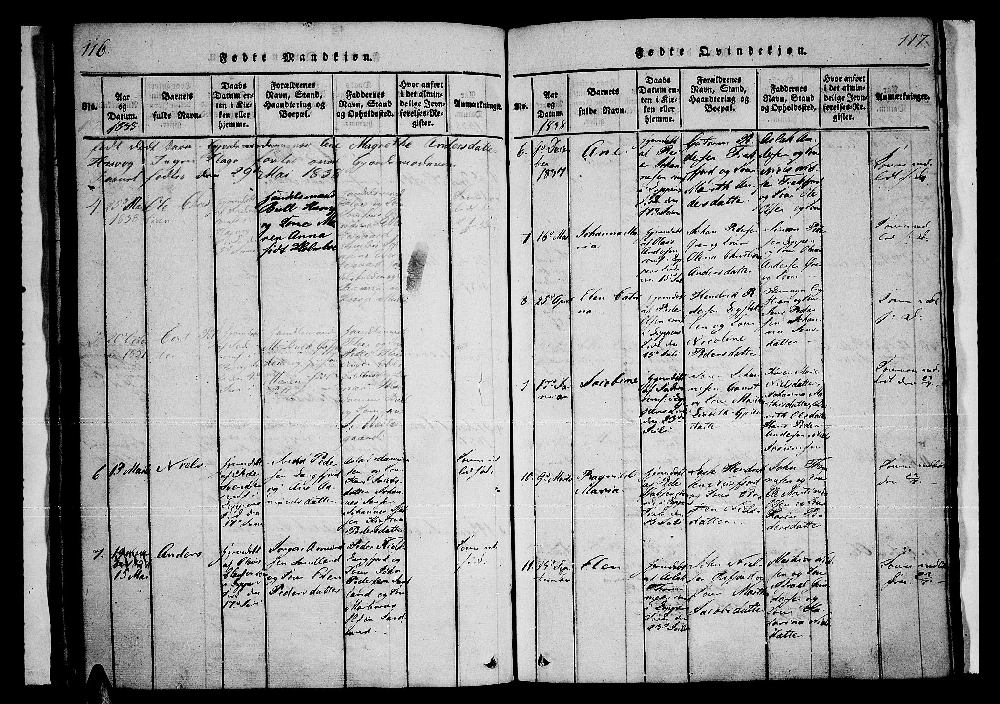 Loppa sokneprestkontor, AV/SATØ-S-1339/H/Ha/L0003kirke: Parish register (official) no. 3, 1820-1848, p. 116-117