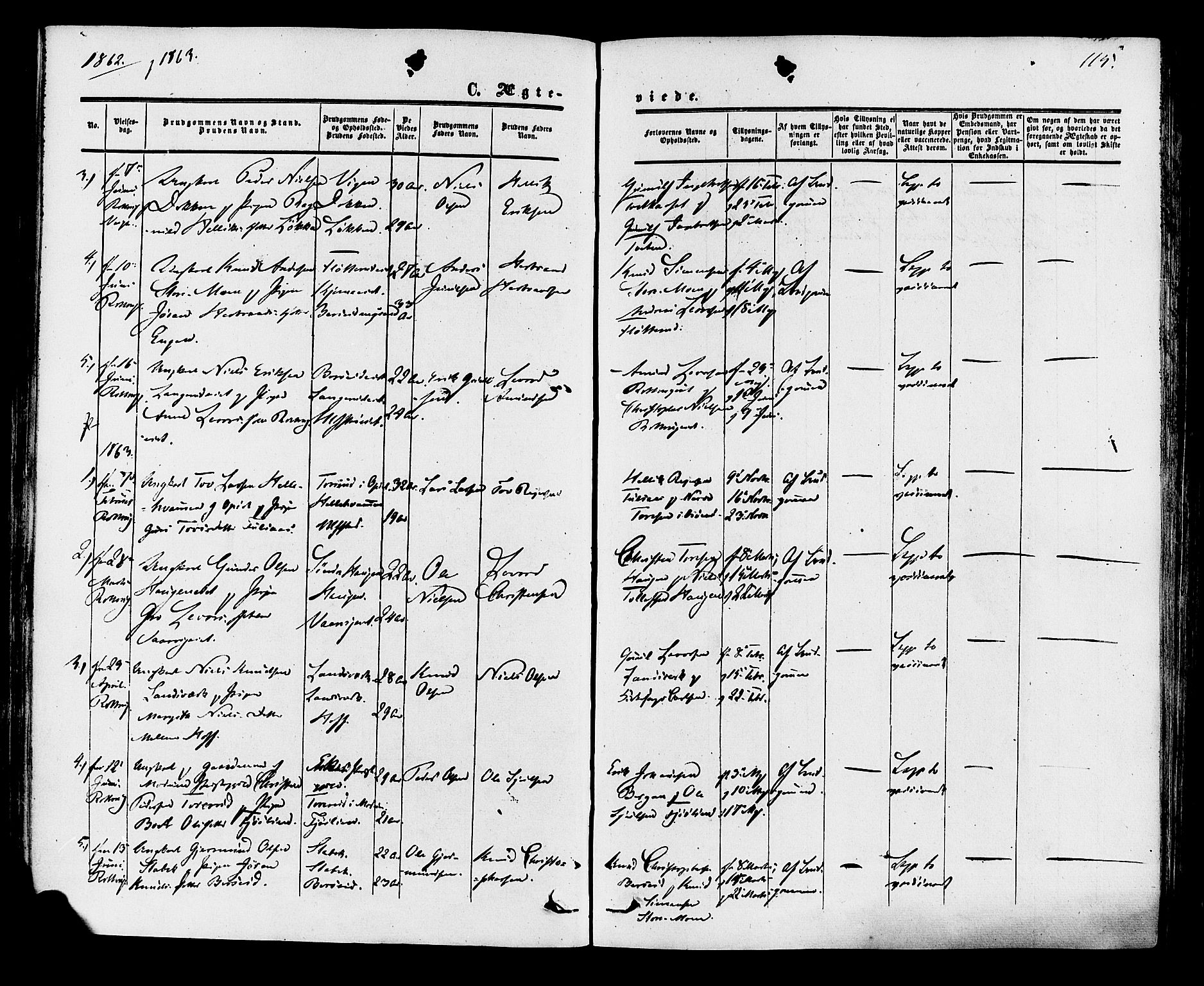 Rollag kirkebøker, SAKO/A-240/F/Fa/L0009: Parish register (official) no. I 9, 1860-1874, p. 115