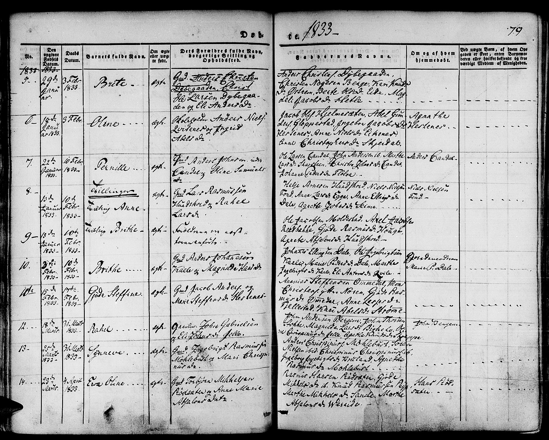 Gloppen sokneprestembete, SAB/A-80101/H/Haa/Haaa/L0007: Parish register (official) no. A 7, 1827-1837, p. 79
