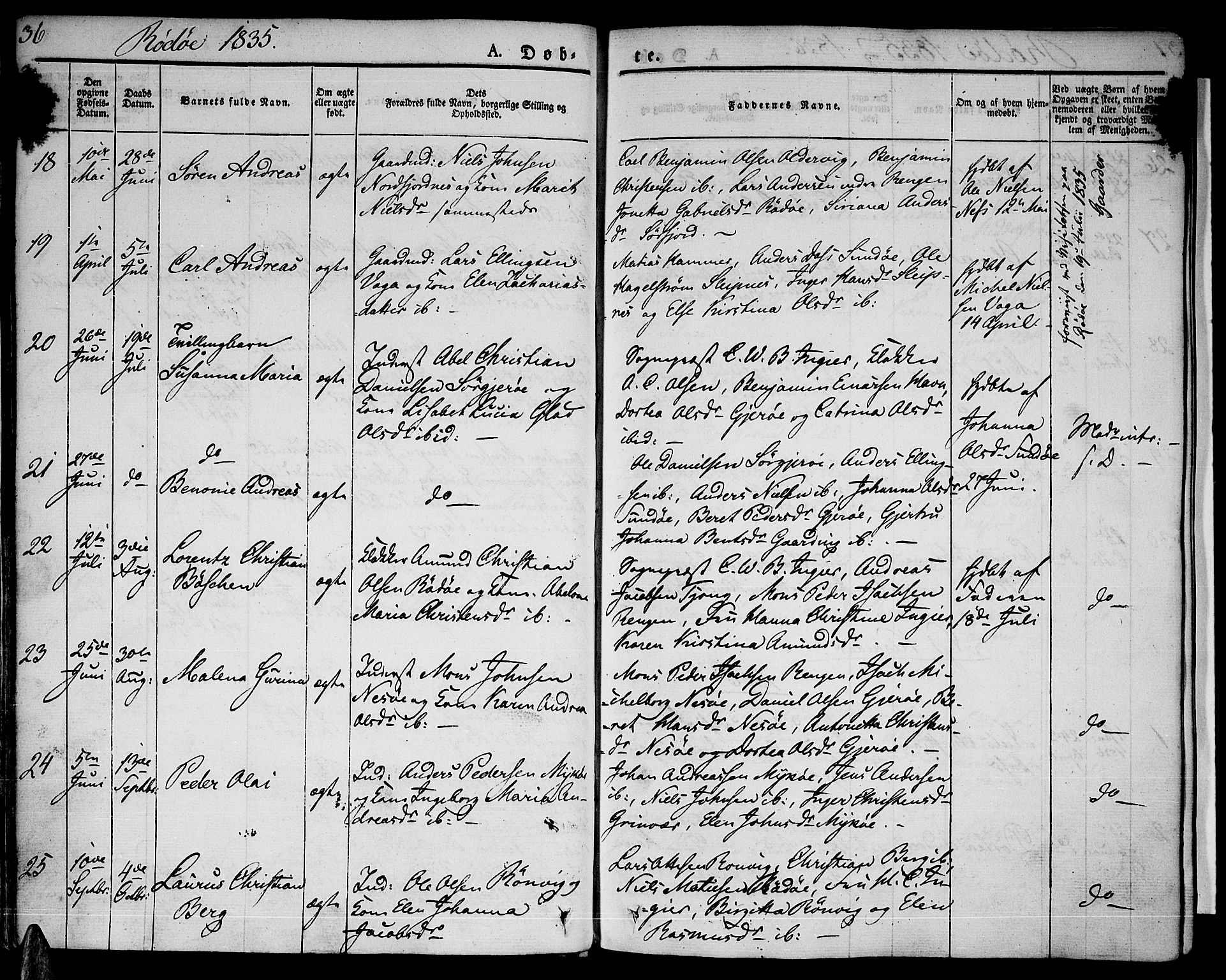 Ministerialprotokoller, klokkerbøker og fødselsregistre - Nordland, AV/SAT-A-1459/841/L0598: Parish register (official) no. 841A06 /1, 1825-1844, p. 36