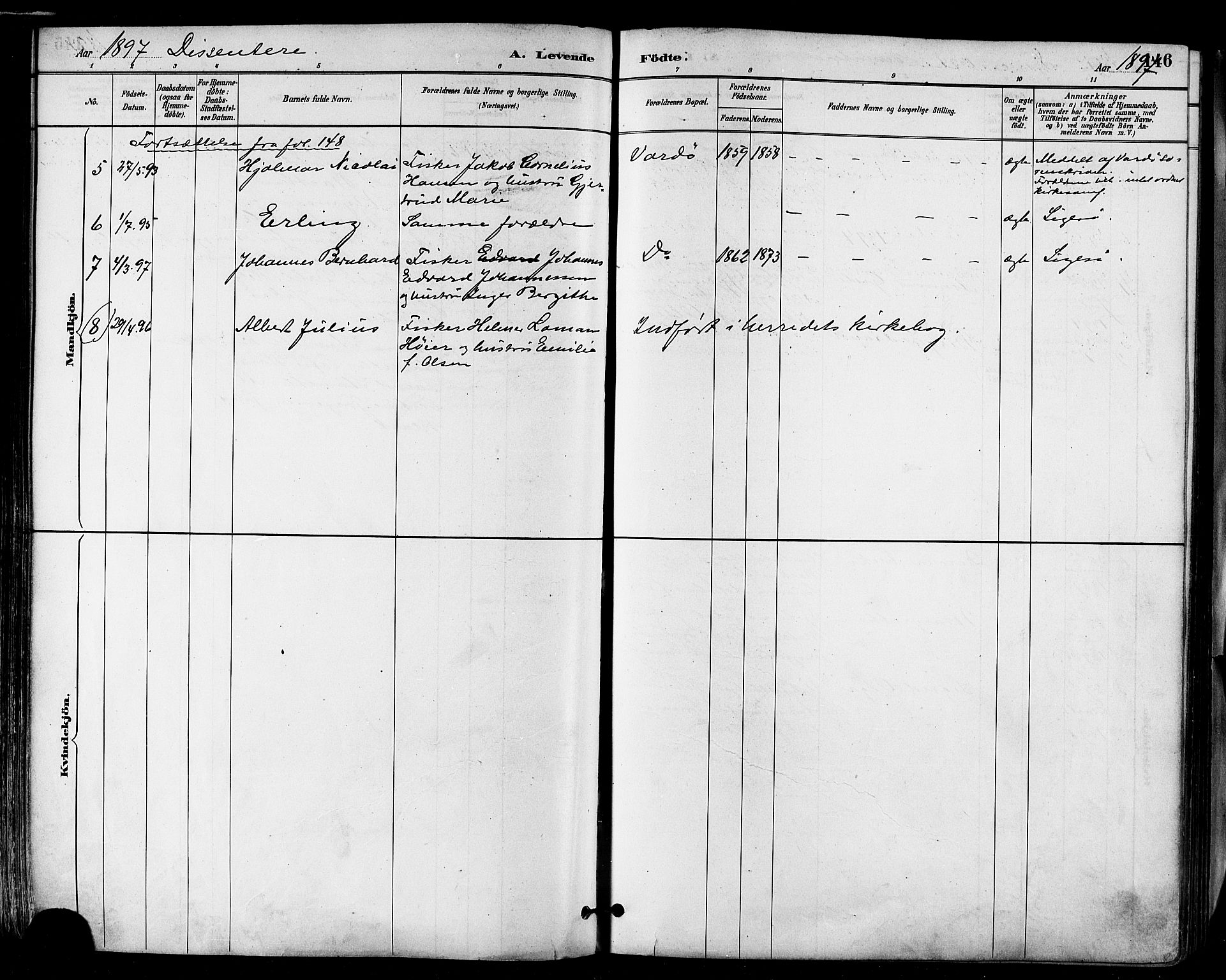 Vardø sokneprestkontor, SATØ/S-1332/H/Ha/L0007kirke: Parish register (official) no. 7, 1886-1897, p. 146