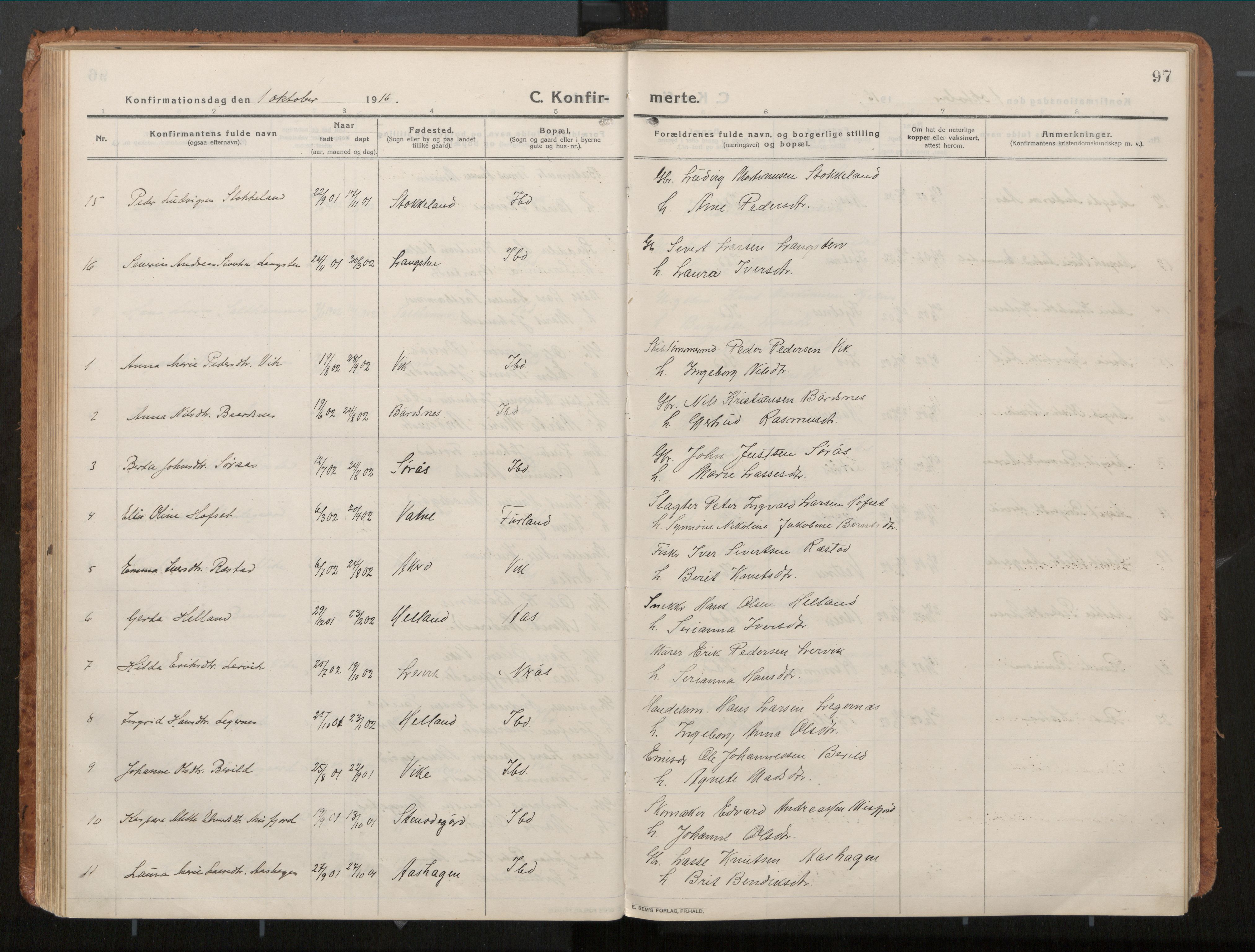 Ministerialprotokoller, klokkerbøker og fødselsregistre - Møre og Romsdal, AV/SAT-A-1454/539/L0534a: Parish register (official) no. 539A08, 1912-1935, p. 97