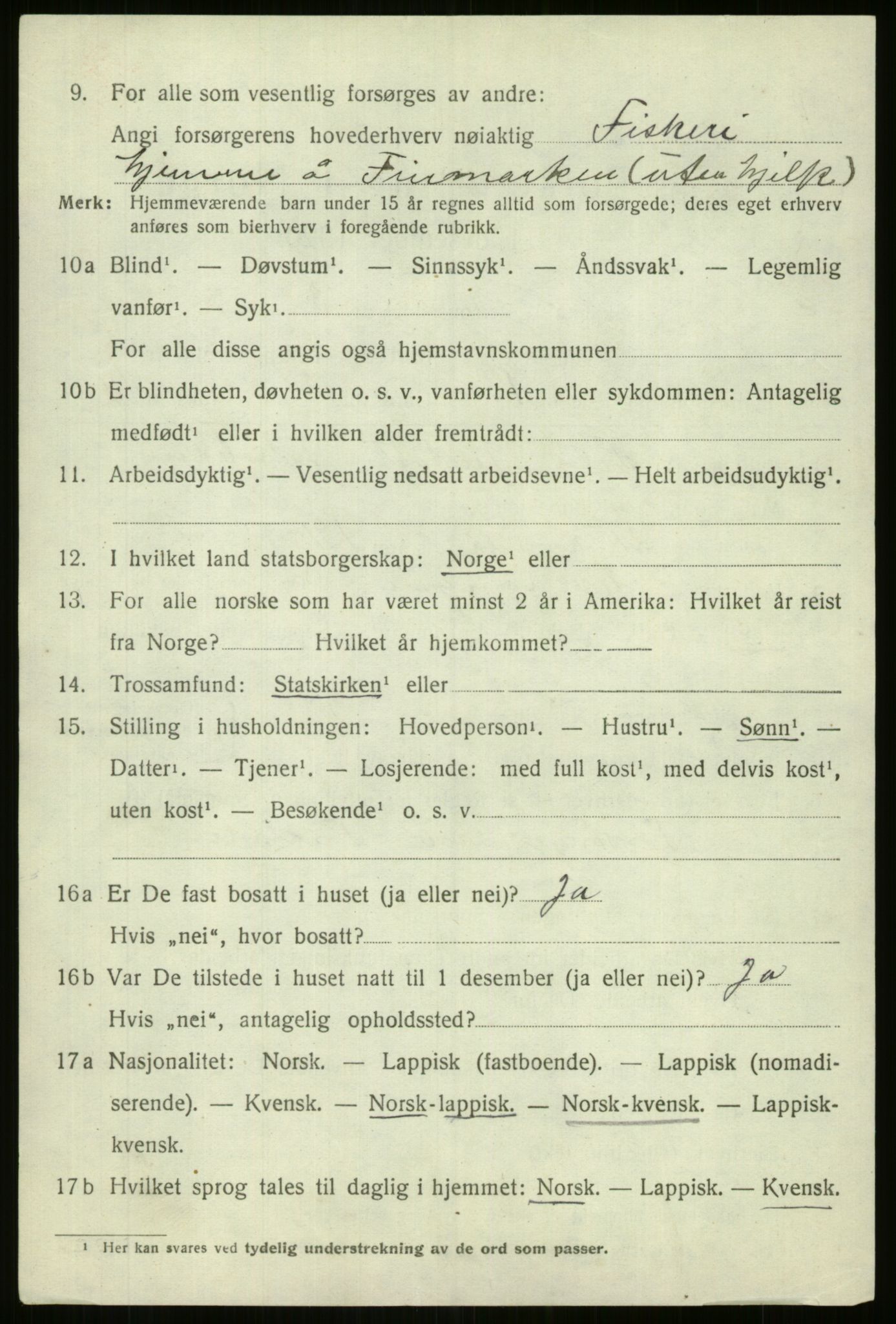 SATØ, 1920 census for Kvænangen, 1920, p. 3079