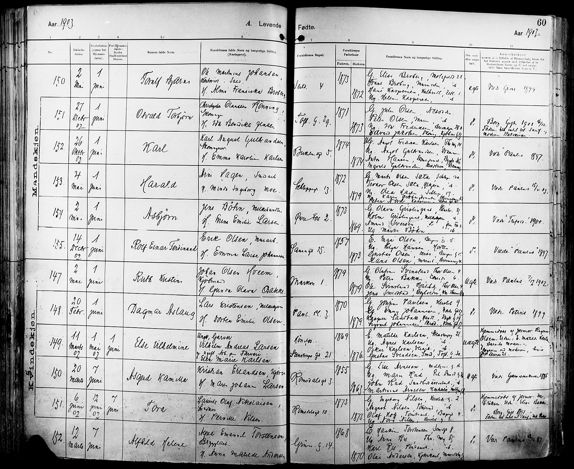 Paulus prestekontor Kirkebøker, AV/SAO-A-10871/F/Fa/L0016: Parish register (official) no. 16, 1902-1906, p. 60
