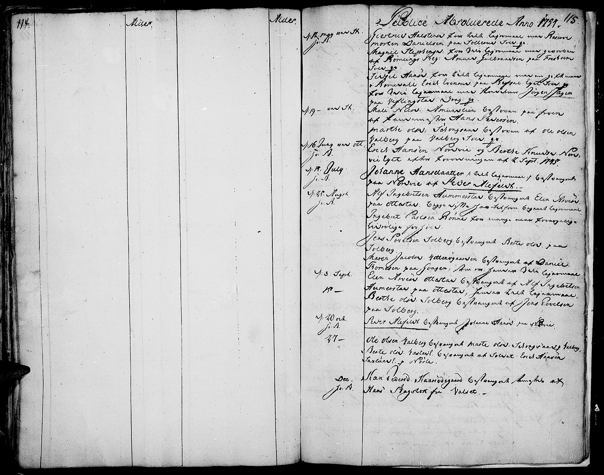 Stange prestekontor, SAH/PREST-002/K/L0005: Parish register (official) no. 5, 1754-1762, p. 114-115