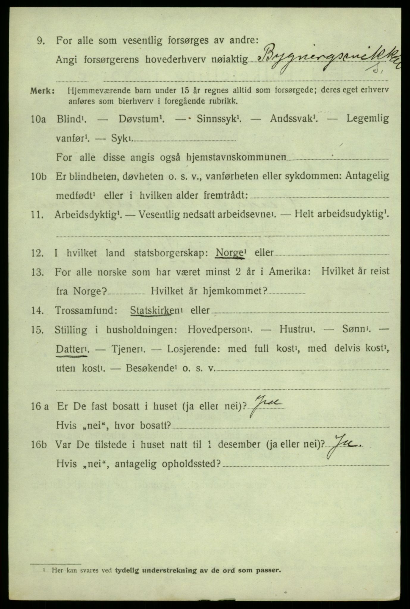 SAB, 1920 census for Granvin, 1920, p. 1291