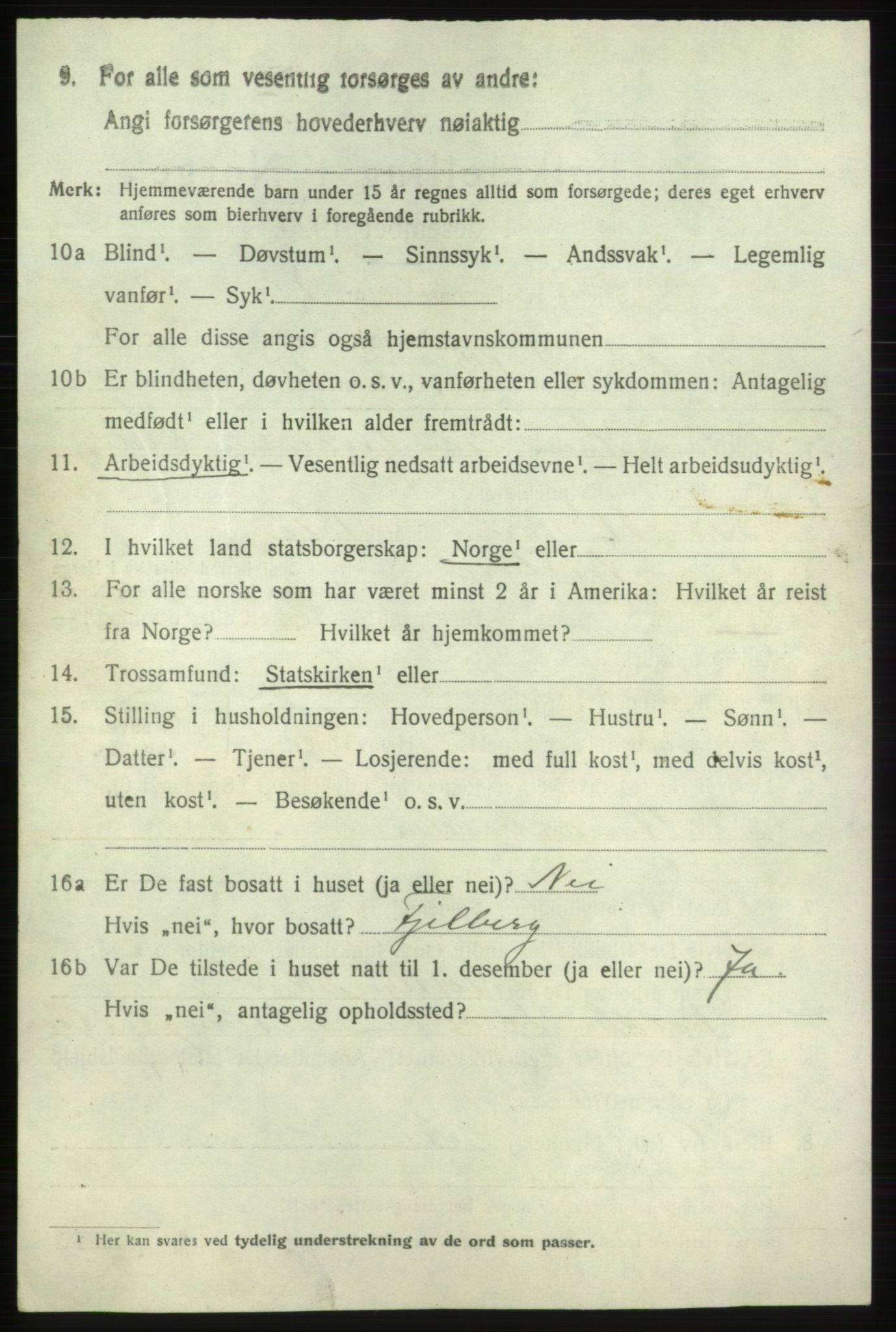 SAB, 1920 census for Fjelberg, 1920, p. 2174