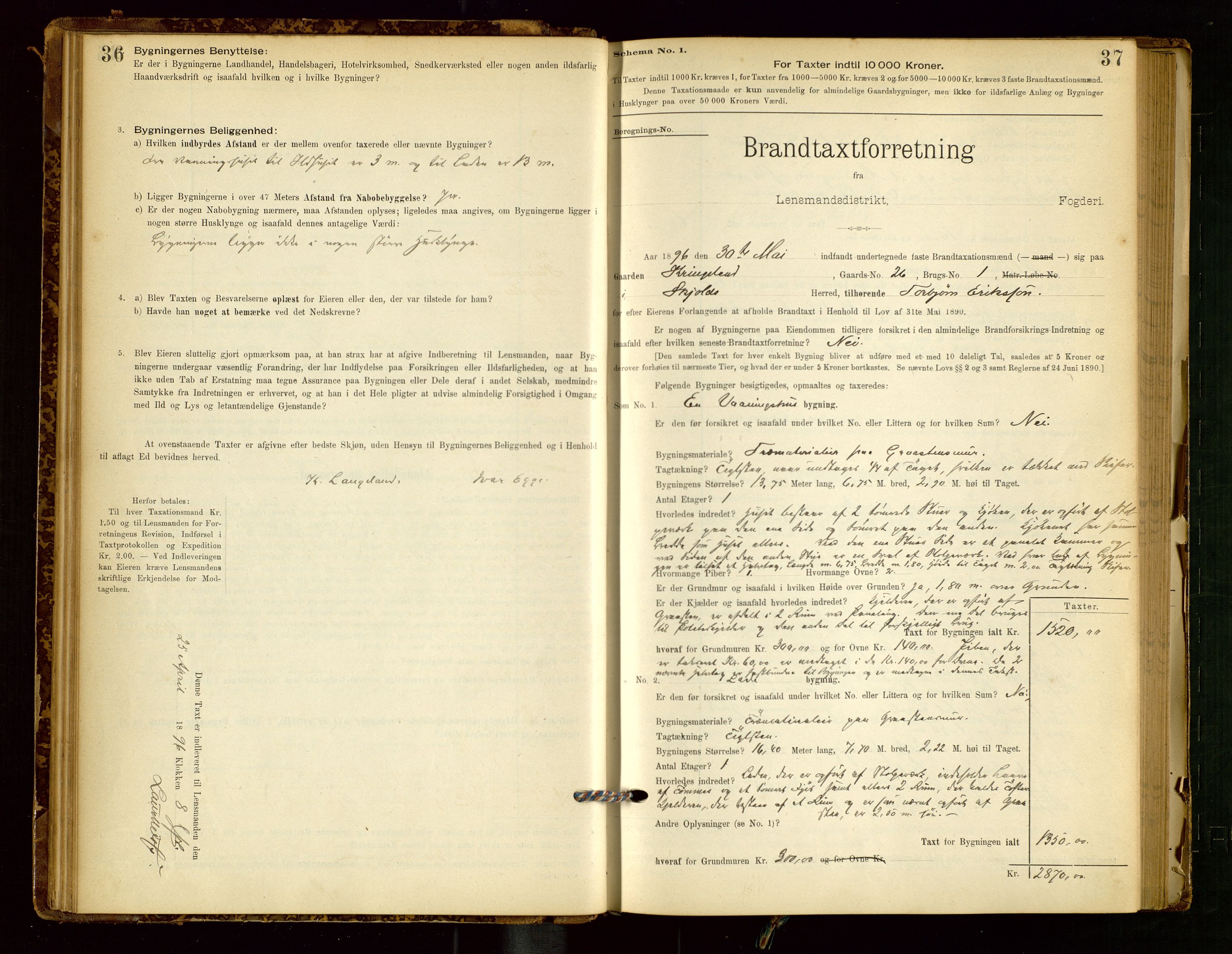 Skjold lensmannskontor, AV/SAST-A-100182/Gob/L0001: "Brandtaxationsprotokol for Skjold Lensmandsdistrikt Ryfylke Fogderi", 1894-1939, p. 36-37