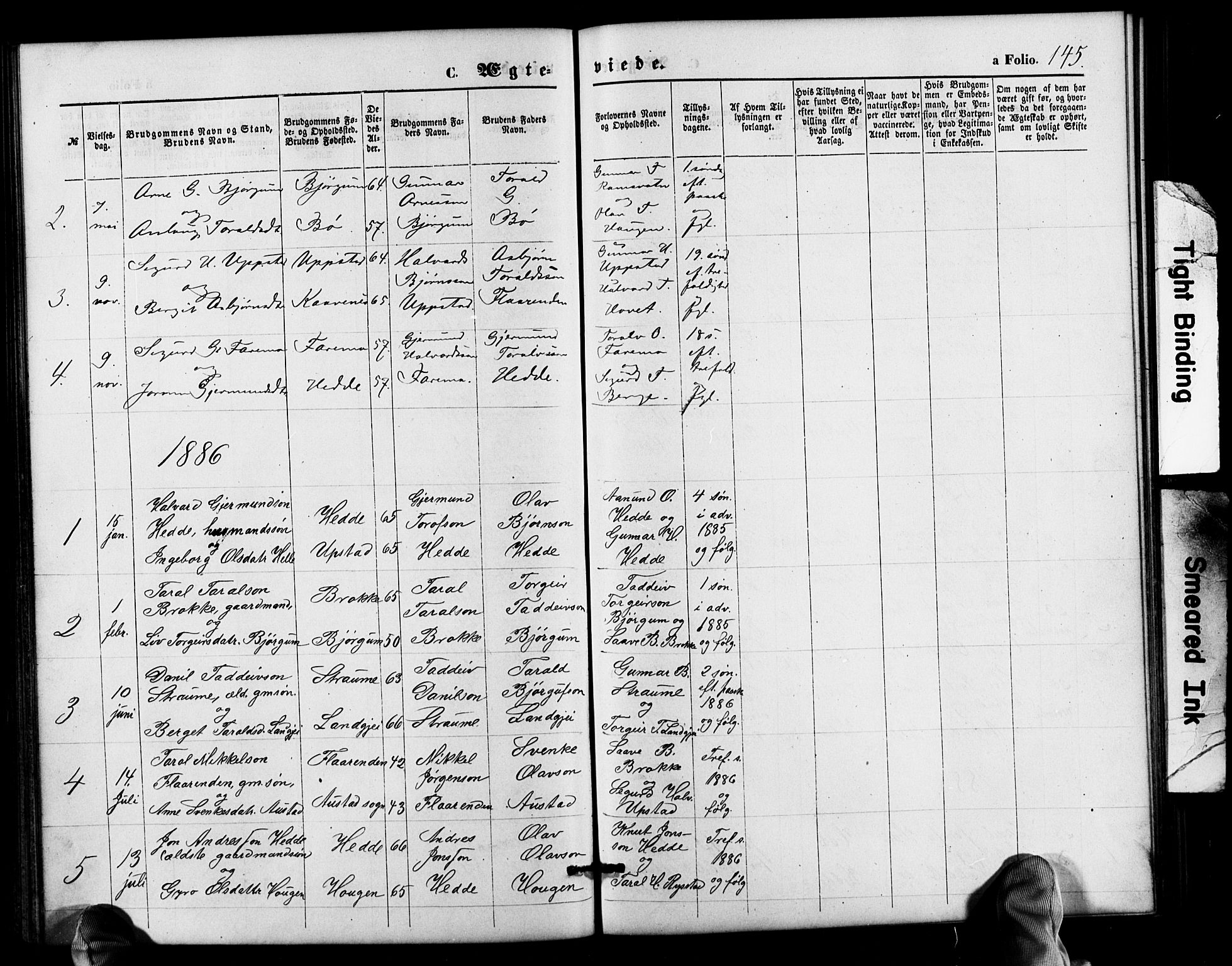 Valle sokneprestkontor, SAK/1111-0044/F/Fb/Fbb/L0002: Parish register (copy) no. B 2, 1875-1921, p. 145
