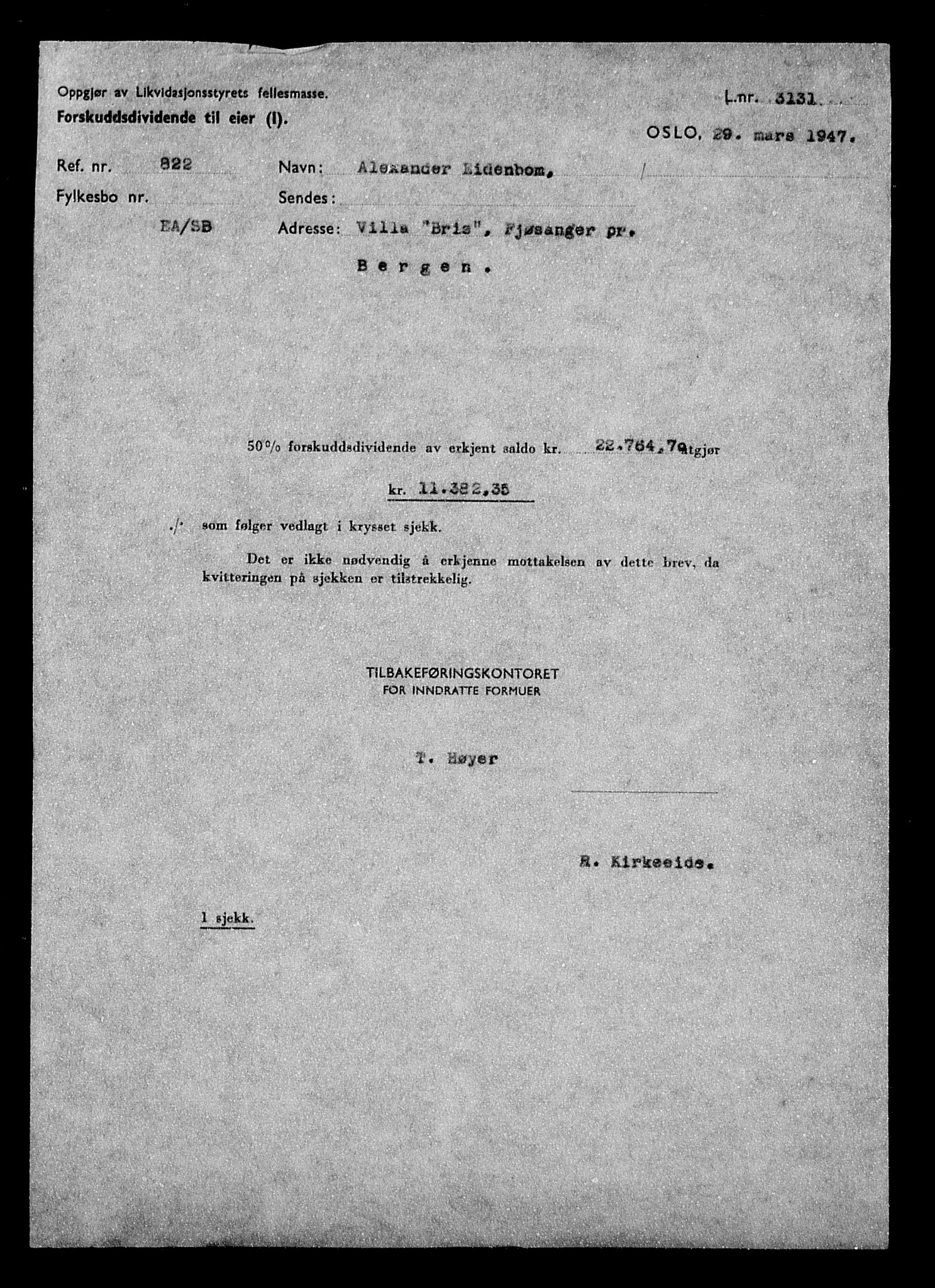 Justisdepartementet, Tilbakeføringskontoret for inndratte formuer, AV/RA-S-1564/H/Hc/Hcd/L0994: --, 1945-1947, p. 19