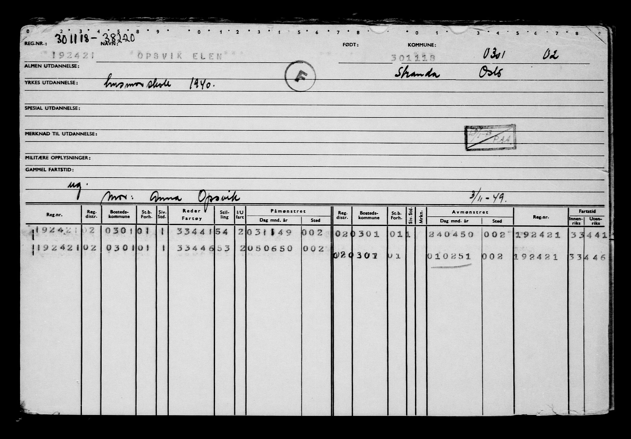 Direktoratet for sjømenn, AV/RA-S-3545/G/Gb/L0164: Hovedkort, 1918, p. 387