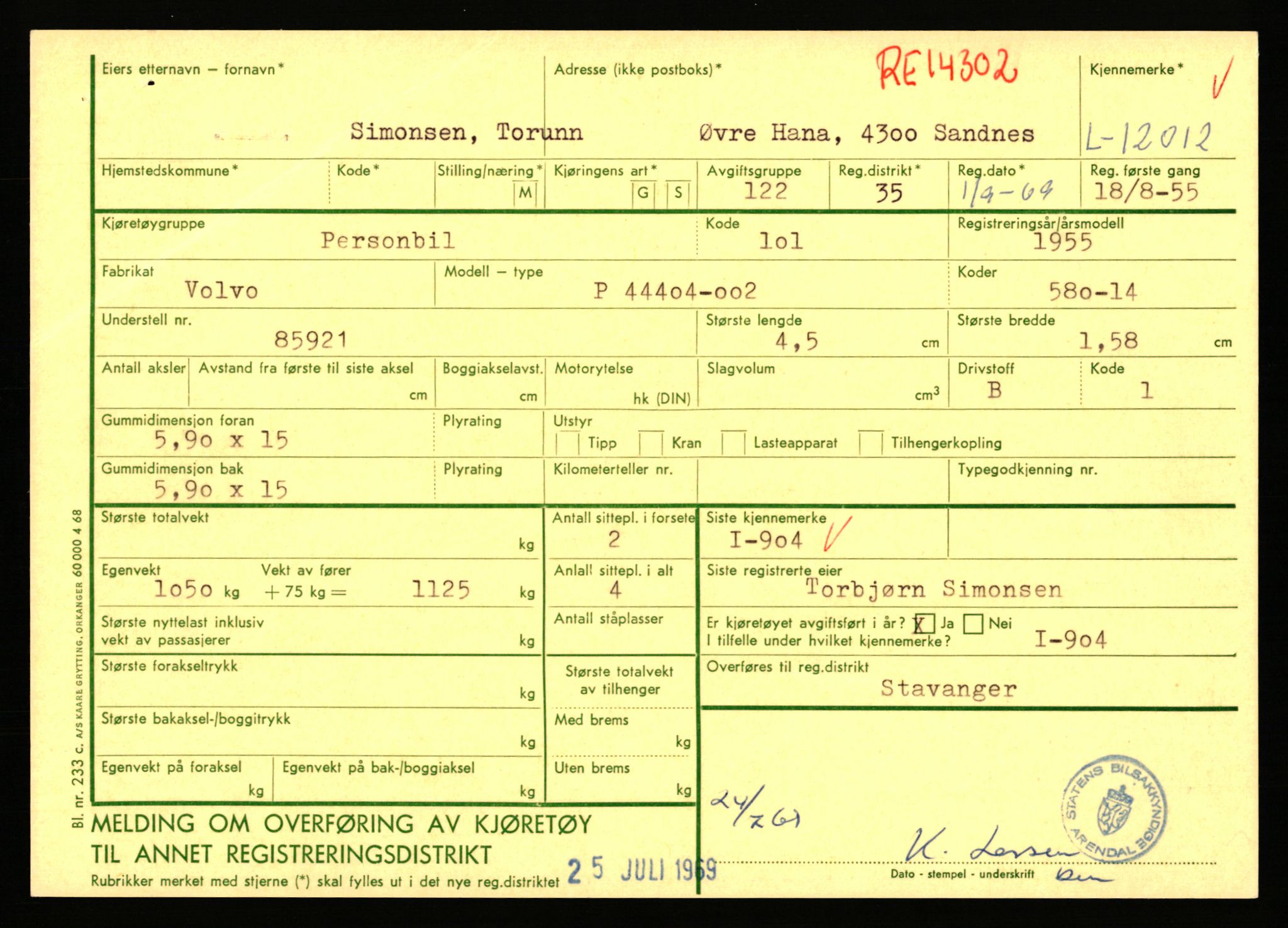 Stavanger trafikkstasjon, AV/SAST-A-101942/0/F/L0022: L-12000 - L-12499, 1930-1971, p. 45