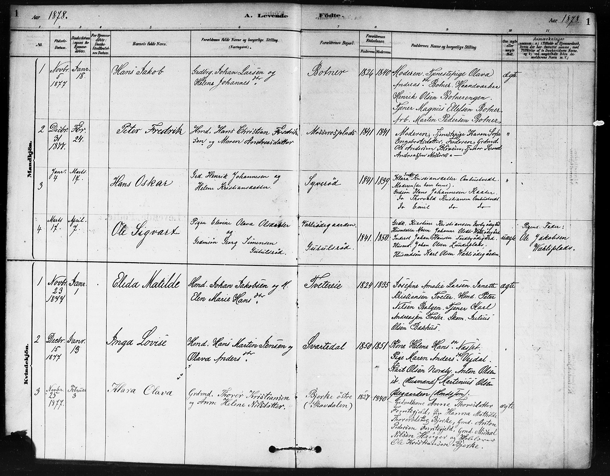 Våler prestekontor Kirkebøker, SAO/A-11083/F/Fa/L0010: Parish register (official) no. I 10, 1878-1896, p. 1