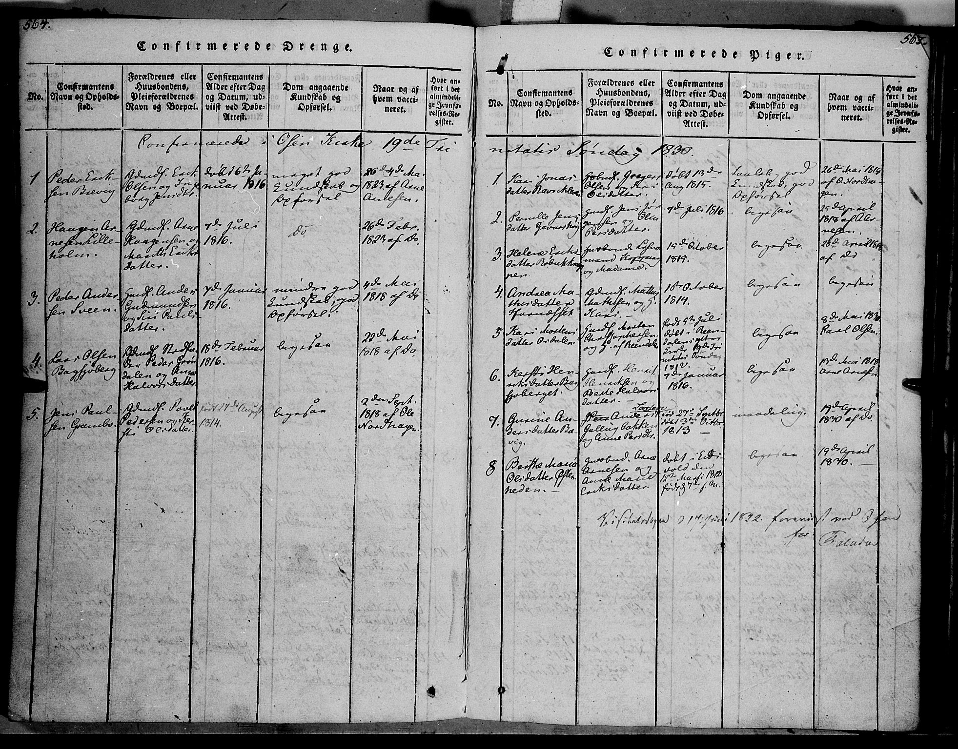 Trysil prestekontor, AV/SAH-PREST-046/H/Ha/Haa/L0003: Parish register (official) no. 3 /2, 1814-1842, p. 564-565