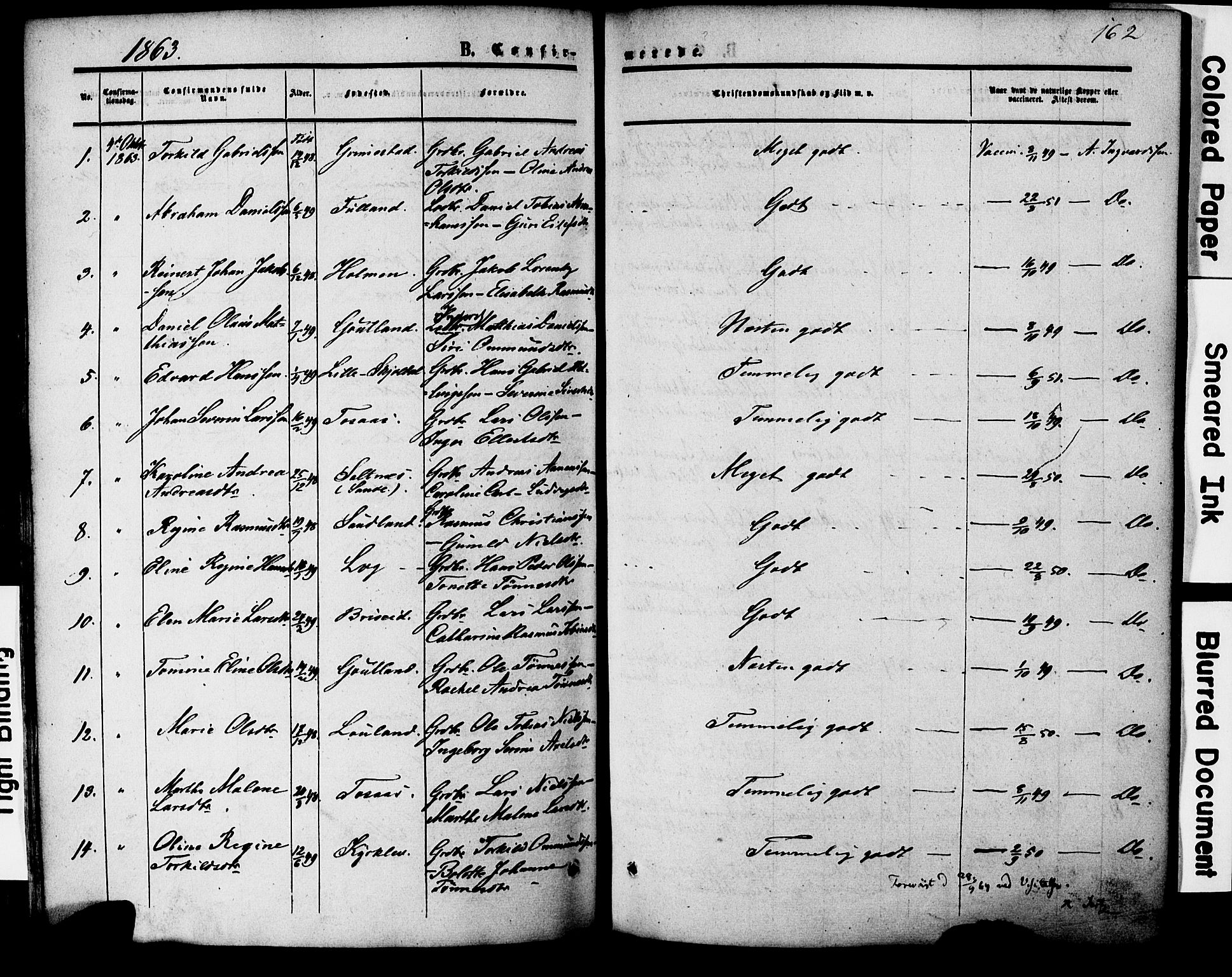 Herad sokneprestkontor, AV/SAK-1111-0018/F/Fa/Faa/L0005: Parish register (official) no. A 5, 1853-1886, p. 162