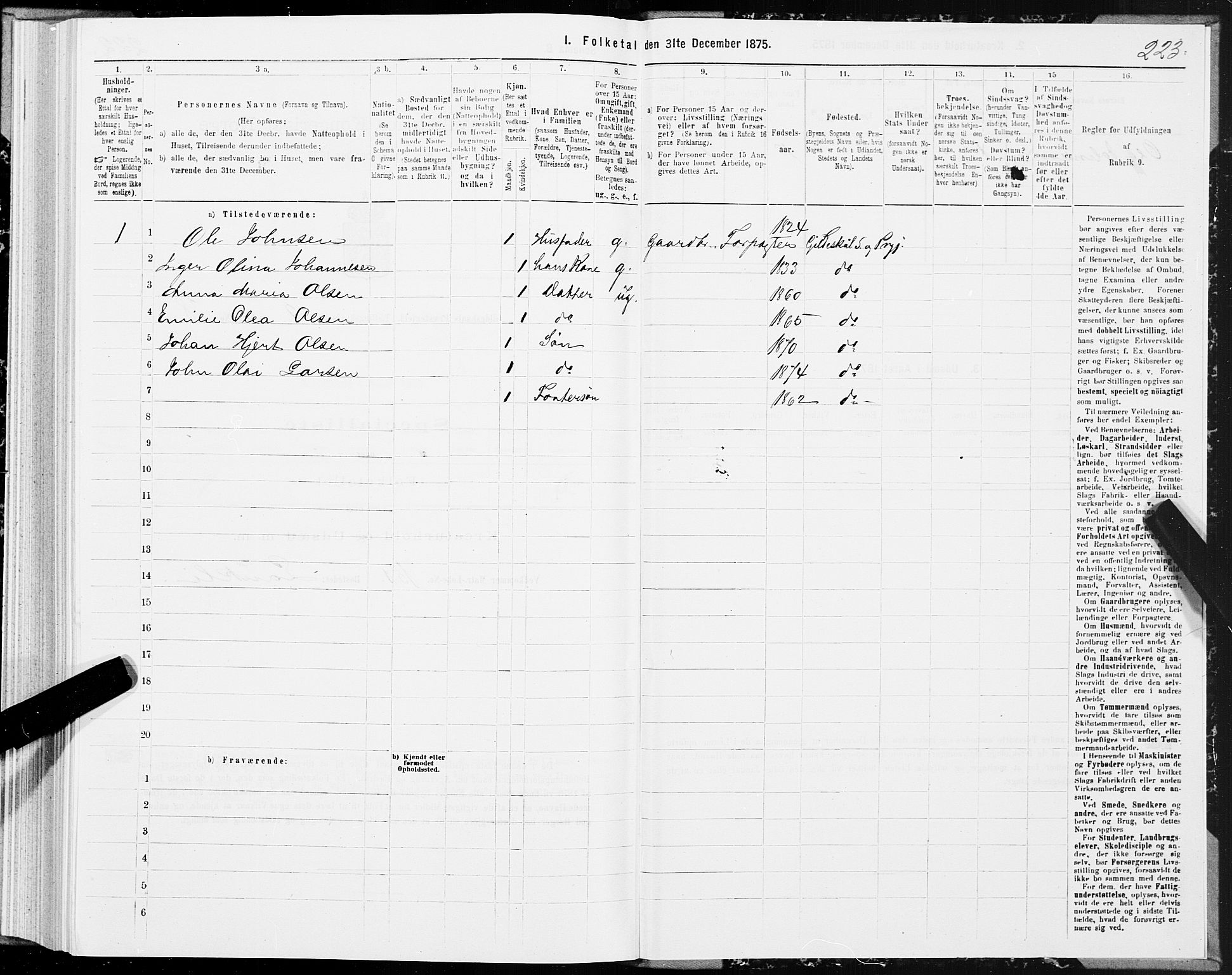 SAT, 1875 census for 1838P Gildeskål, 1875, p. 3223