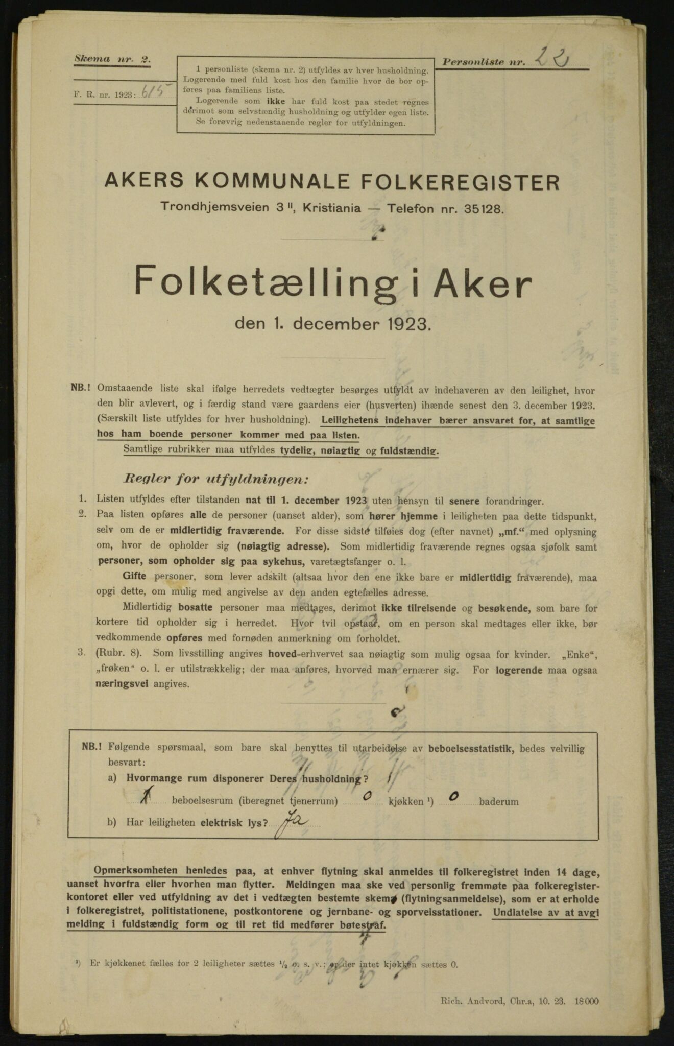 , Municipal Census 1923 for Aker, 1923, p. 26866