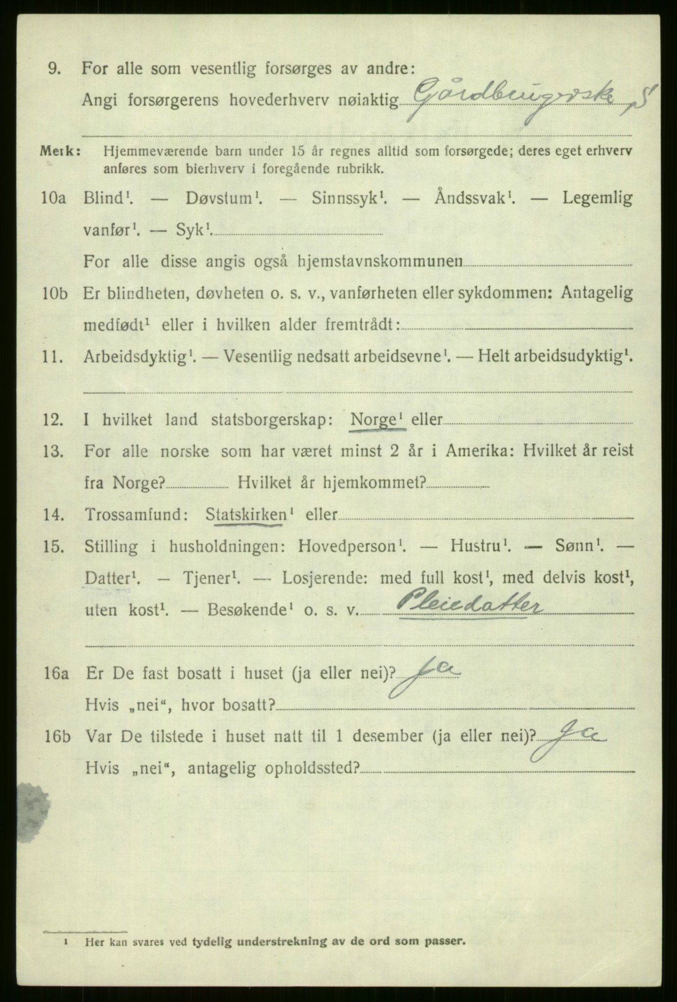 SAB, 1920 census for Voss, 1920, p. 3434