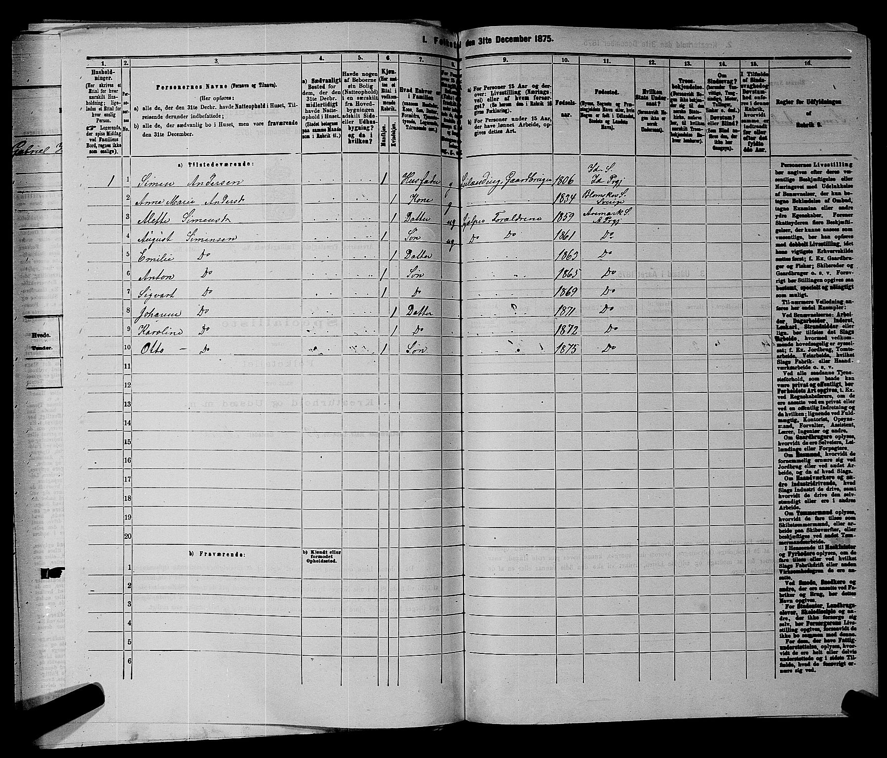 RA, 1875 census for 0118P Aremark, 1875, p. 507