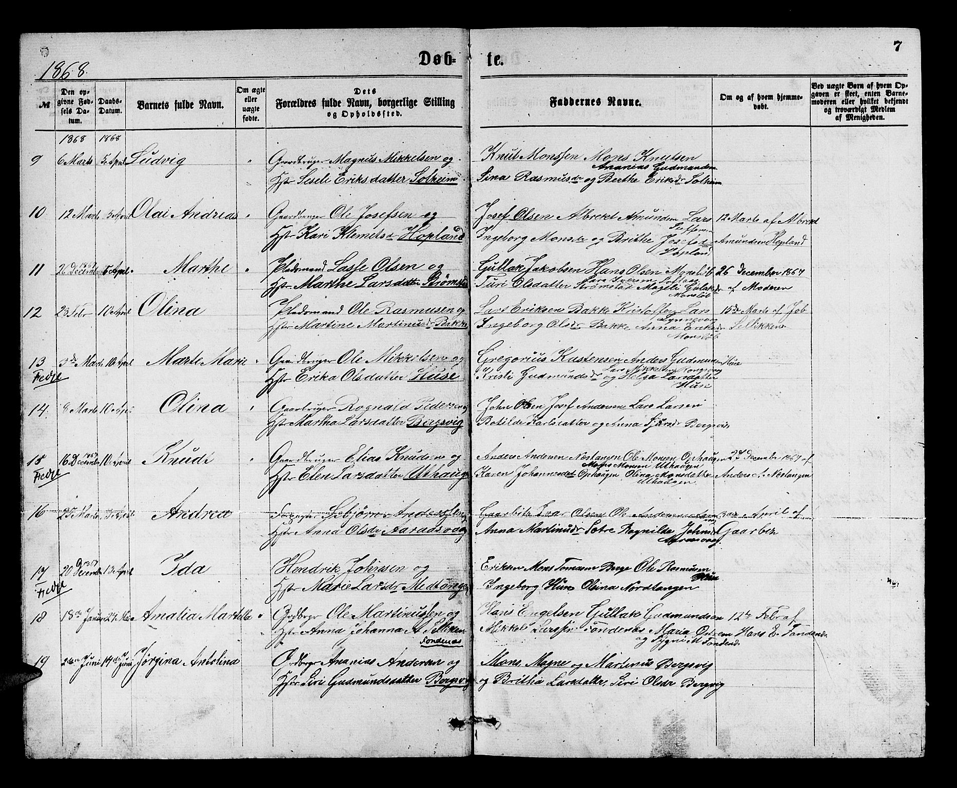 Lindås Sokneprestembete, SAB/A-76701/H/Hab: Parish register (copy) no. C 2, 1868-1885, p. 7