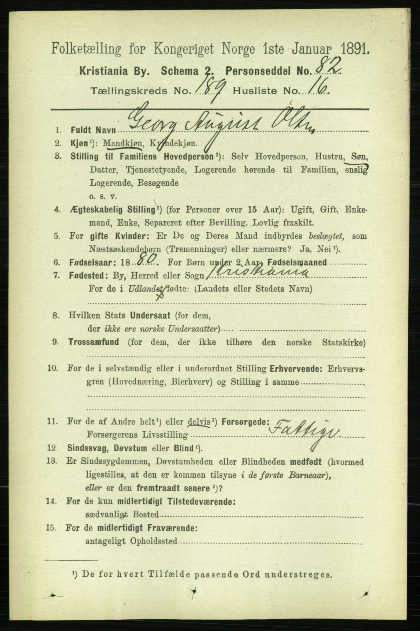 RA, 1891 census for 0301 Kristiania, 1891, p. 113813