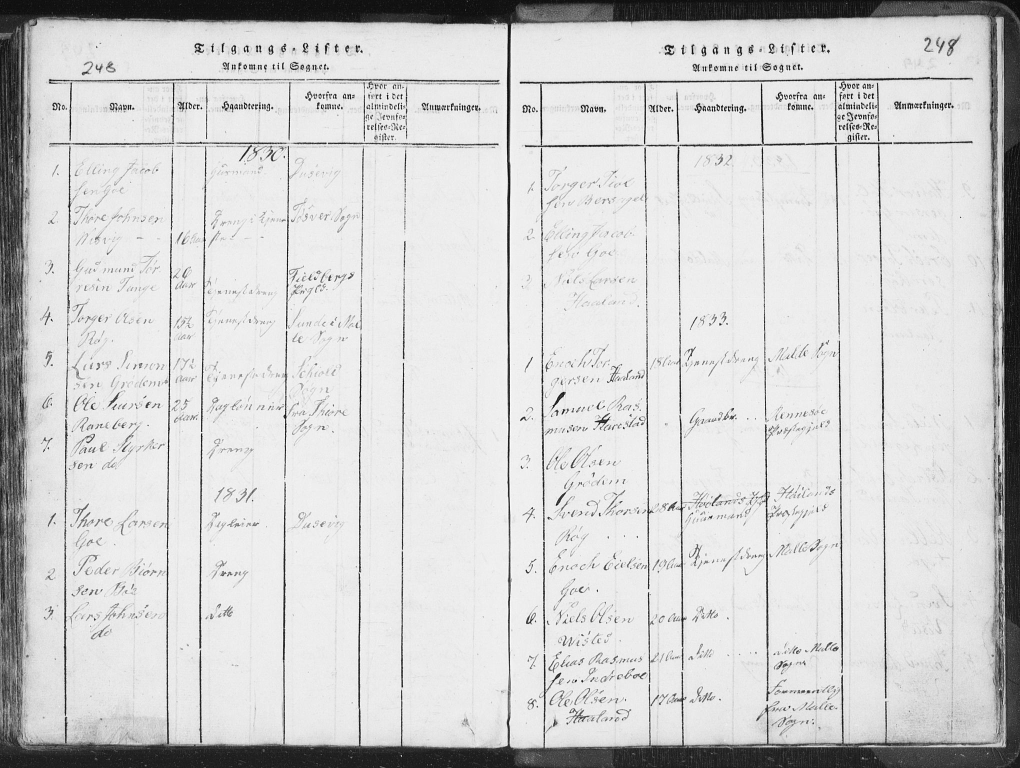 Hetland sokneprestkontor, AV/SAST-A-101826/30/30BA/L0001: Parish register (official) no. A 1, 1816-1856, p. 248