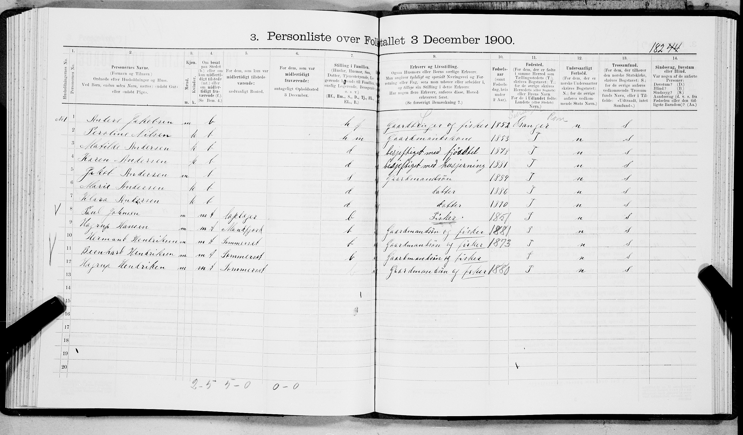 SAT, 1900 census for Tysfjord, 1900, p. 195