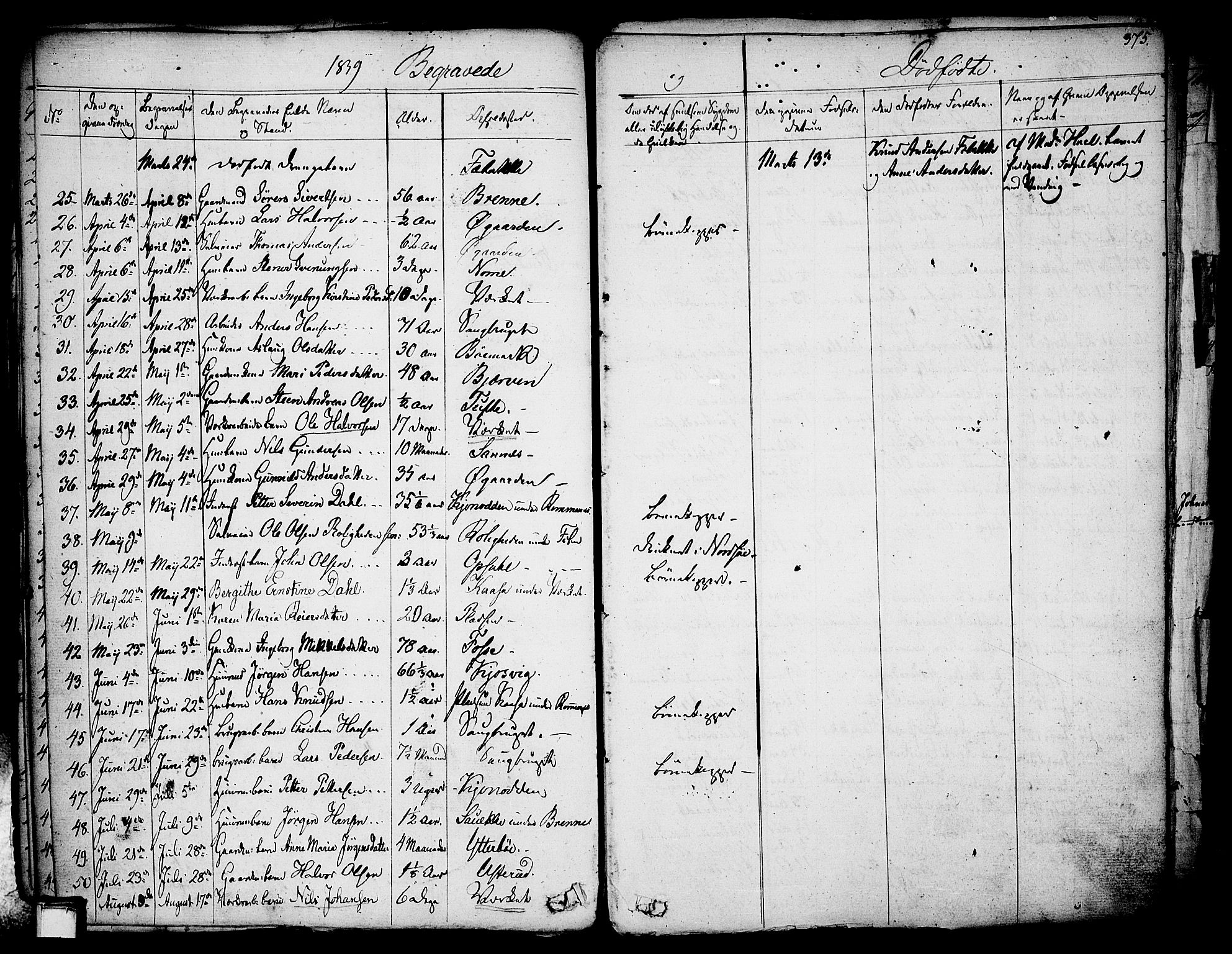 Holla kirkebøker, SAKO/A-272/F/Fa/L0004: Parish register (official) no. 4, 1830-1848, p. 375