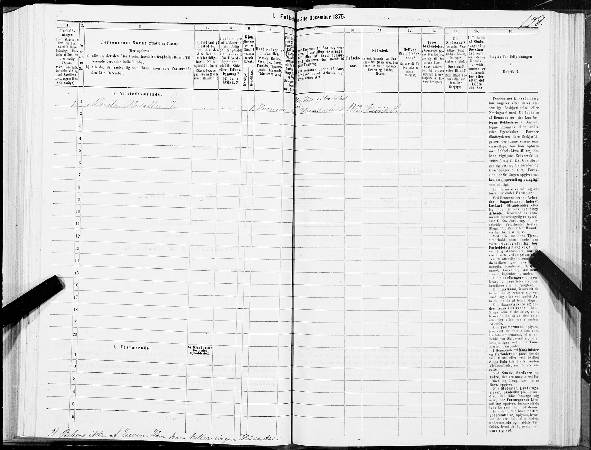 SAT, 1875 census for 1655P Byneset, 1875, p. 3178