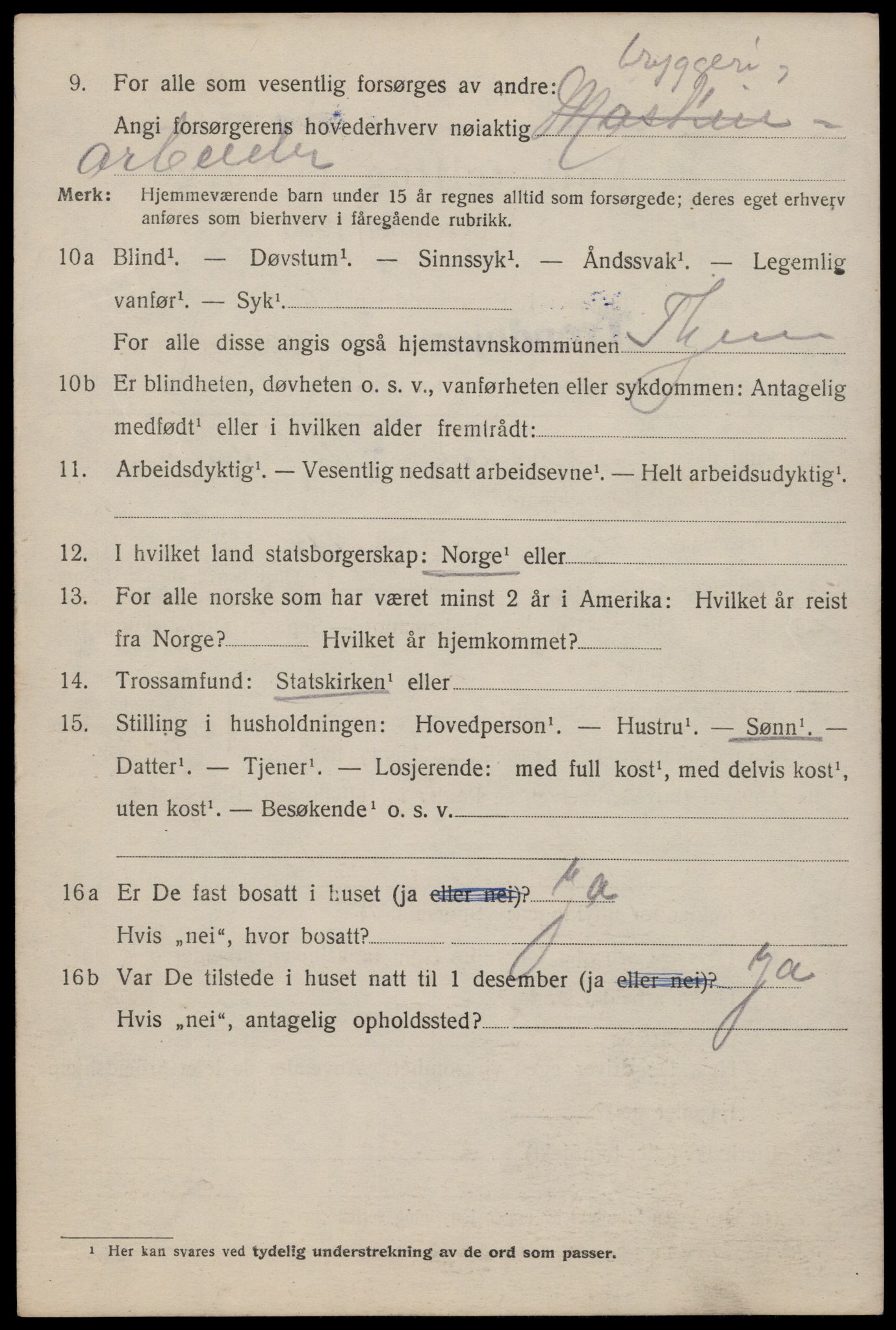 SAT, 1920 census for Trondheim, 1920, p. 128799