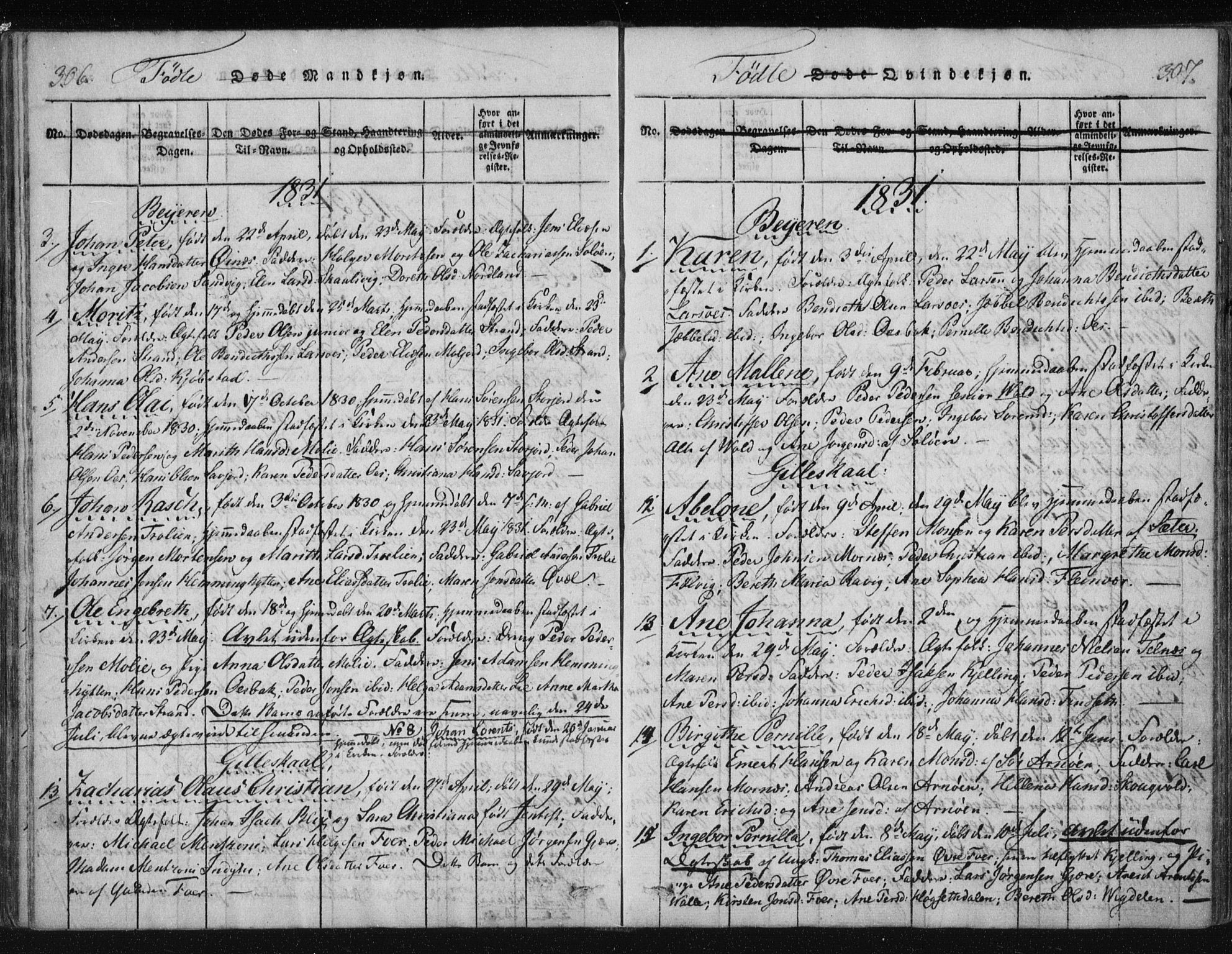 Ministerialprotokoller, klokkerbøker og fødselsregistre - Nordland, AV/SAT-A-1459/805/L0096: Parish register (official) no. 805A03, 1820-1837, p. 306-307