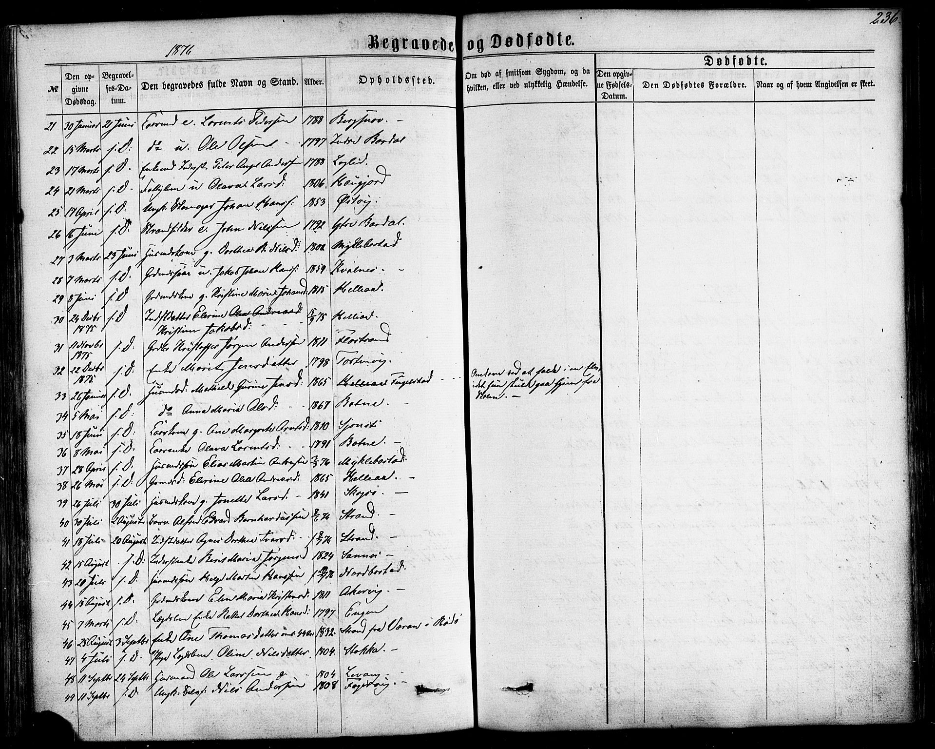 Ministerialprotokoller, klokkerbøker og fødselsregistre - Nordland, AV/SAT-A-1459/838/L0551: Parish register (official) no. 838A09, 1864-1880, p. 236