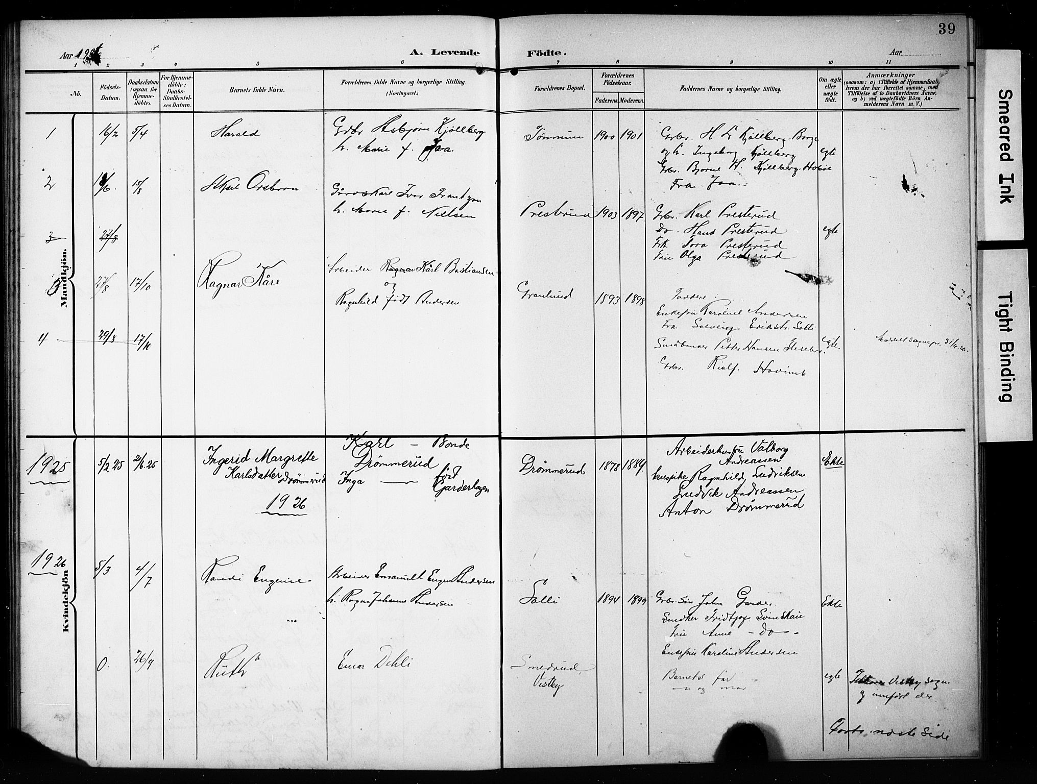 Vestby prestekontor Kirkebøker, AV/SAO-A-10893/G/Gc/L0003: Parish register (copy) no. III 3, 1903-1927, p. 39