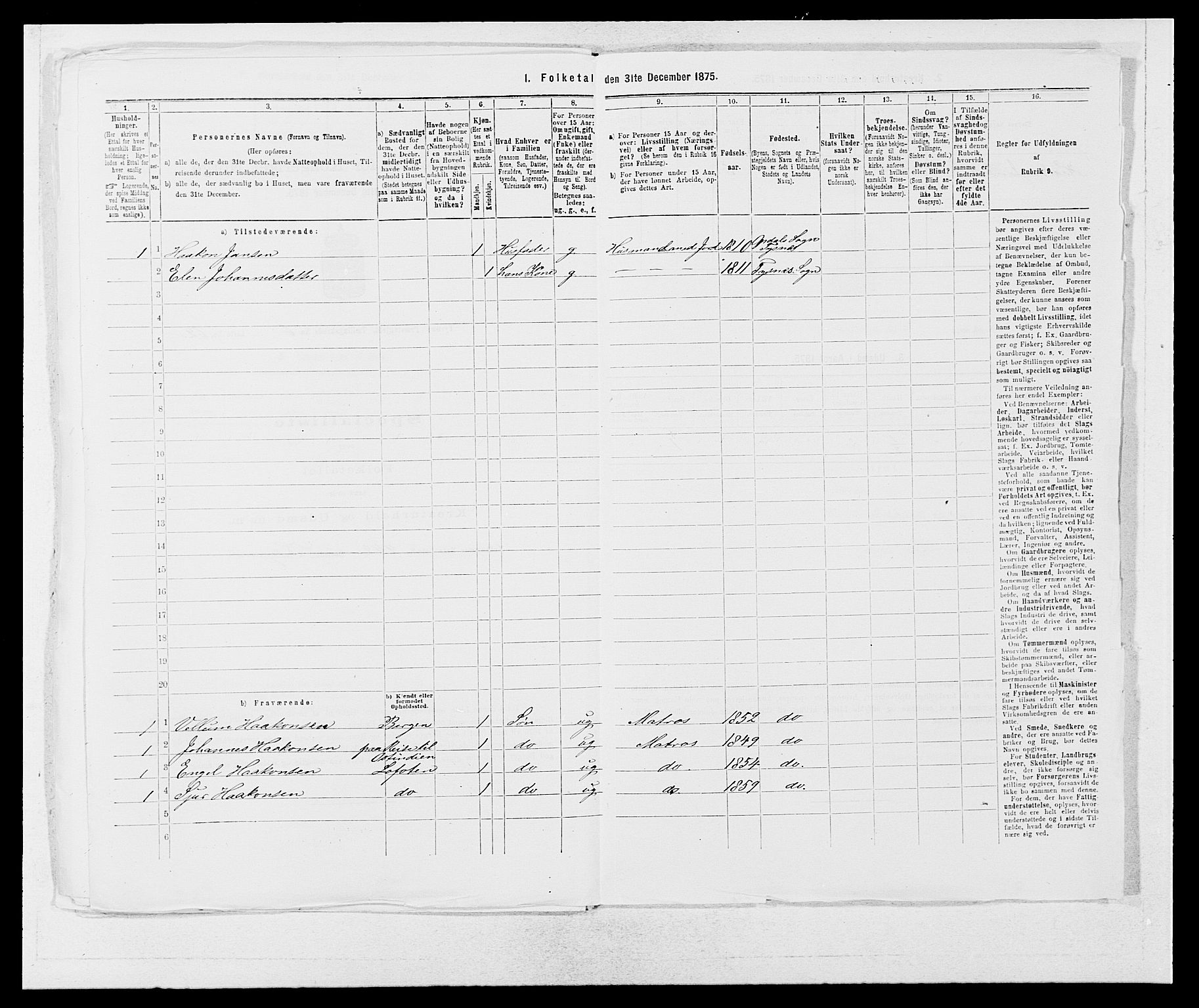 SAB, 1875 census for 1223P Tysnes, 1875, p. 769