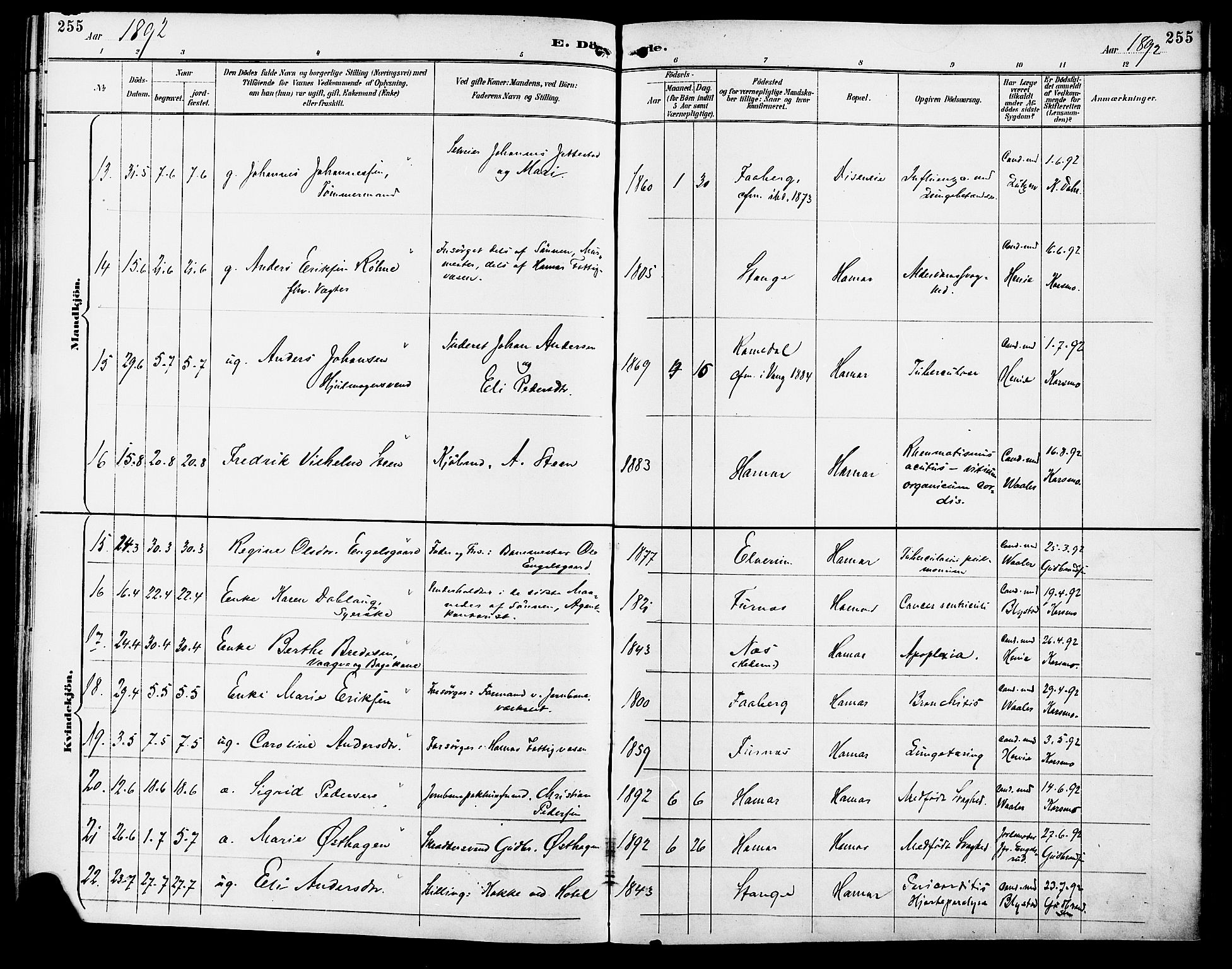 Vang prestekontor, Hedmark, AV/SAH-PREST-008/H/Ha/Haa/L0017: Parish register (official) no. 17, 1890-1899, p. 255