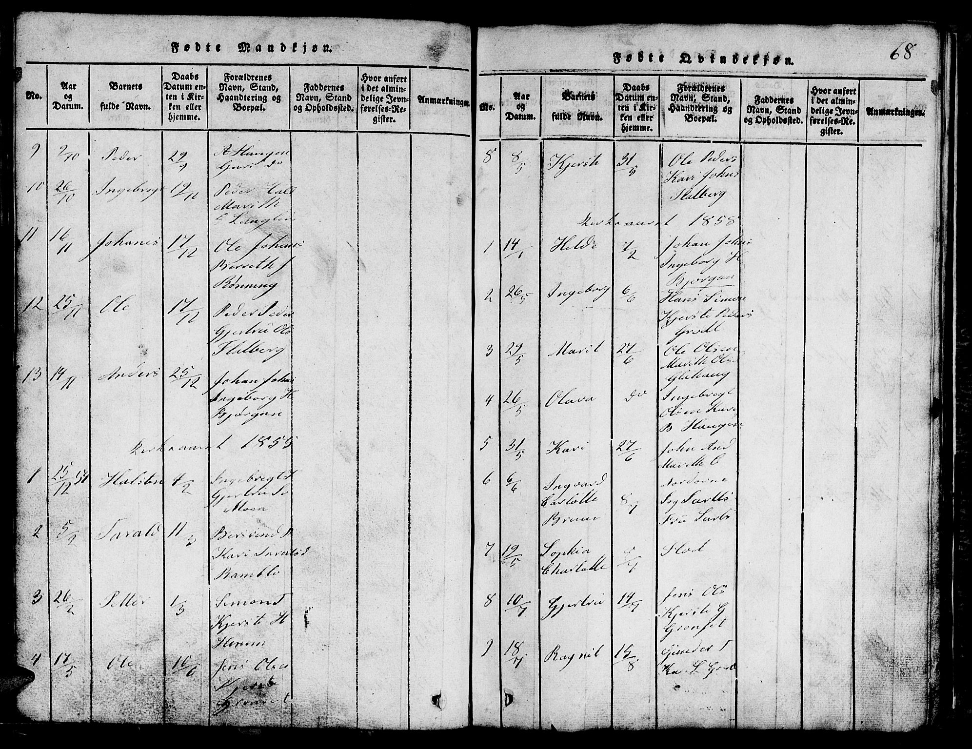 Ministerialprotokoller, klokkerbøker og fødselsregistre - Sør-Trøndelag, SAT/A-1456/685/L0976: Parish register (copy) no. 685C01, 1817-1878, p. 68