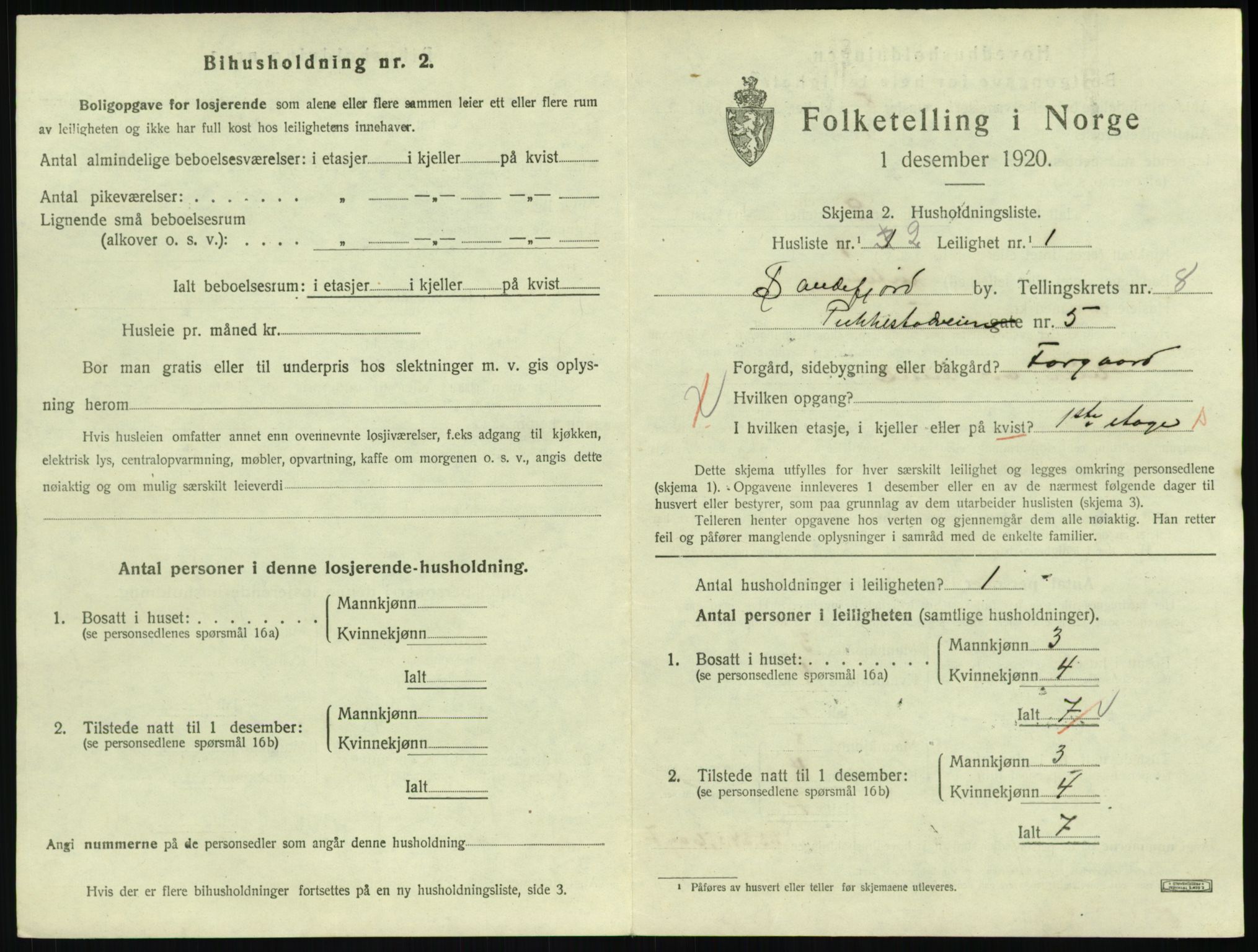 SAKO, 1920 census for Sandefjord, 1920, p. 3198